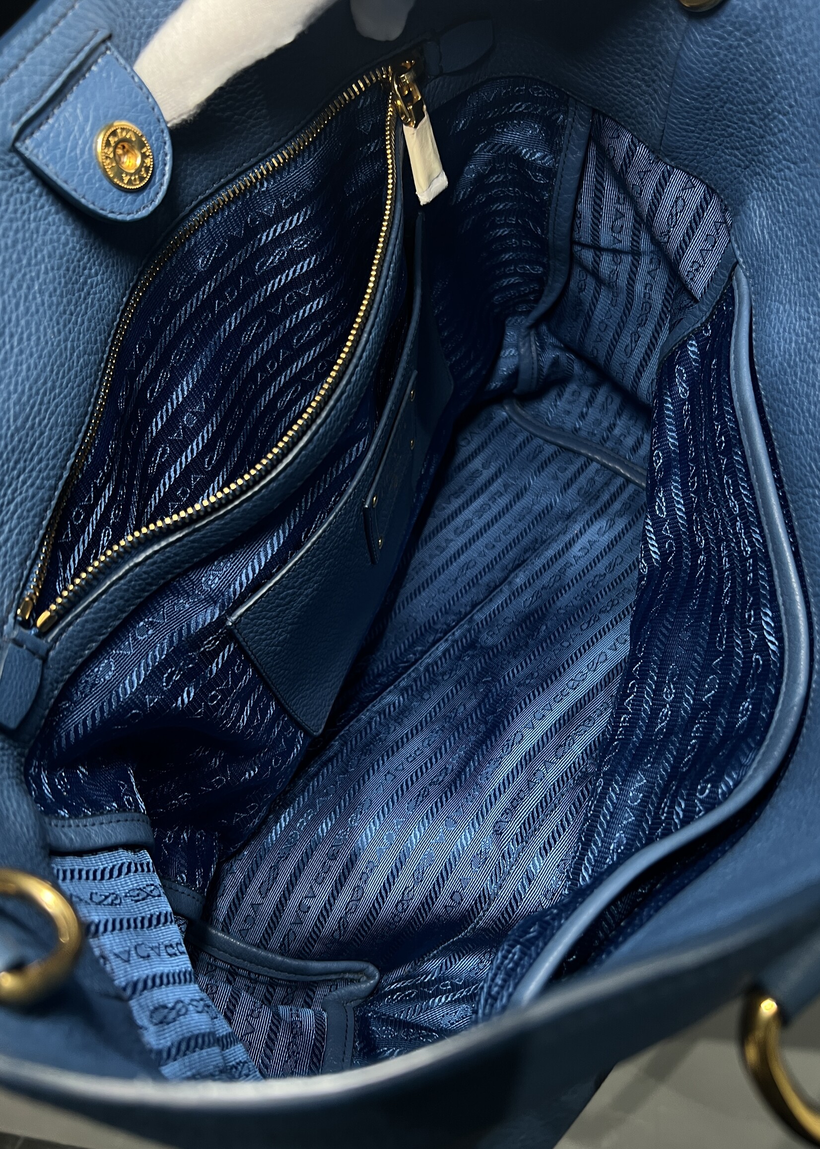 Prada Prada Vitello Daino Cobalto Tote