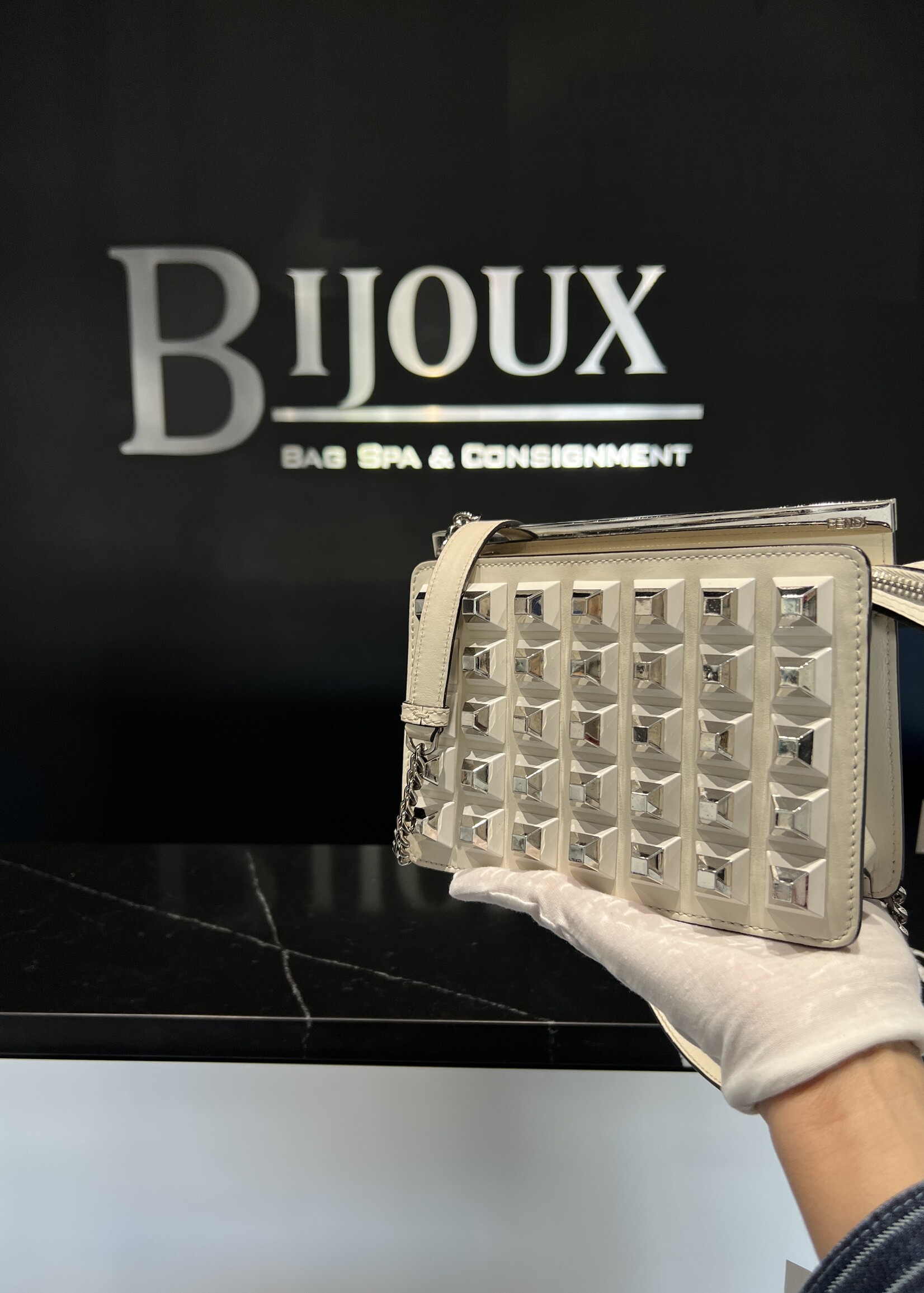 Fendi SOLD - Fendi White Metal Spike