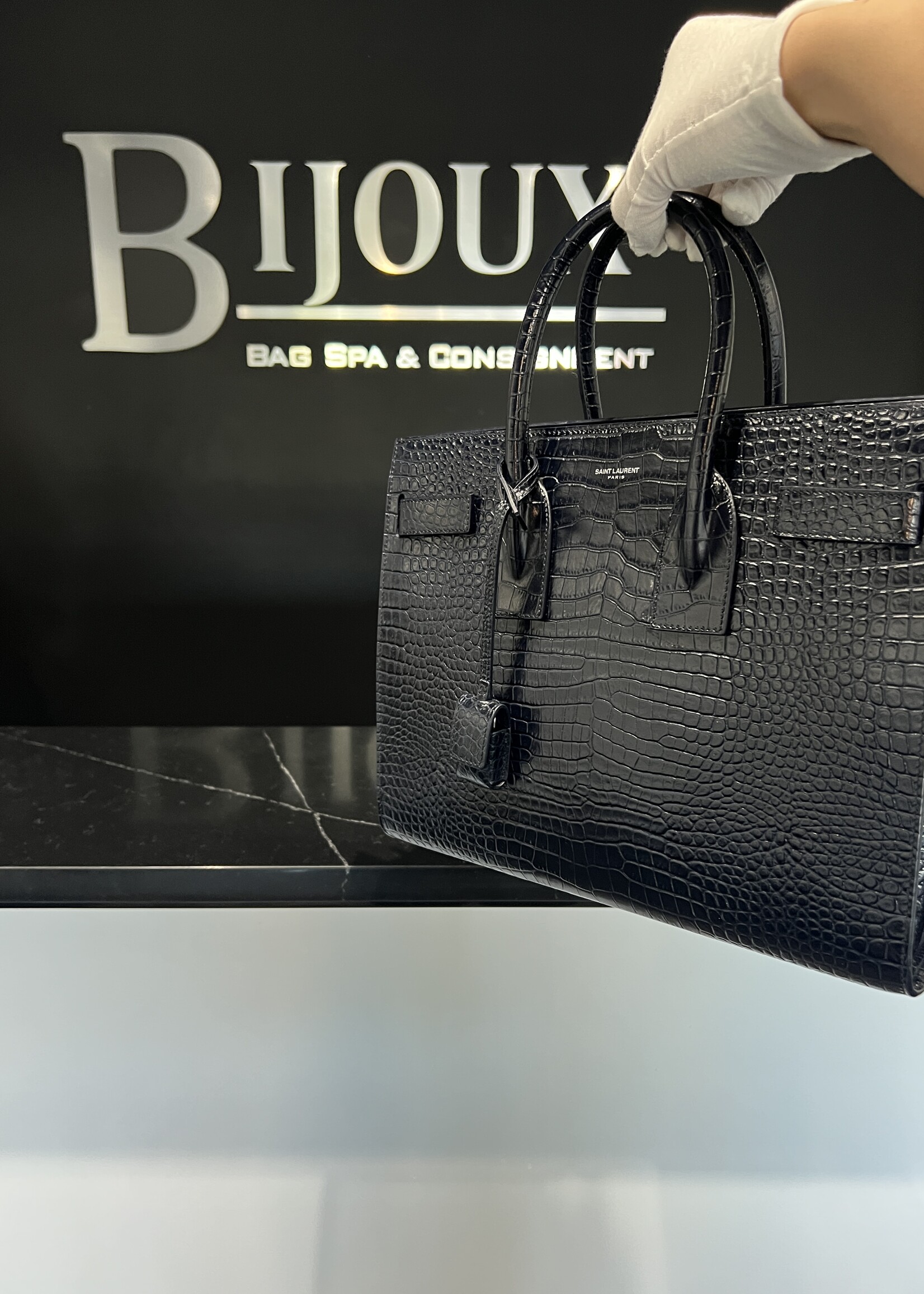 Saint Laurent Saint Laurent Croc Embossed Sac De Jour Small