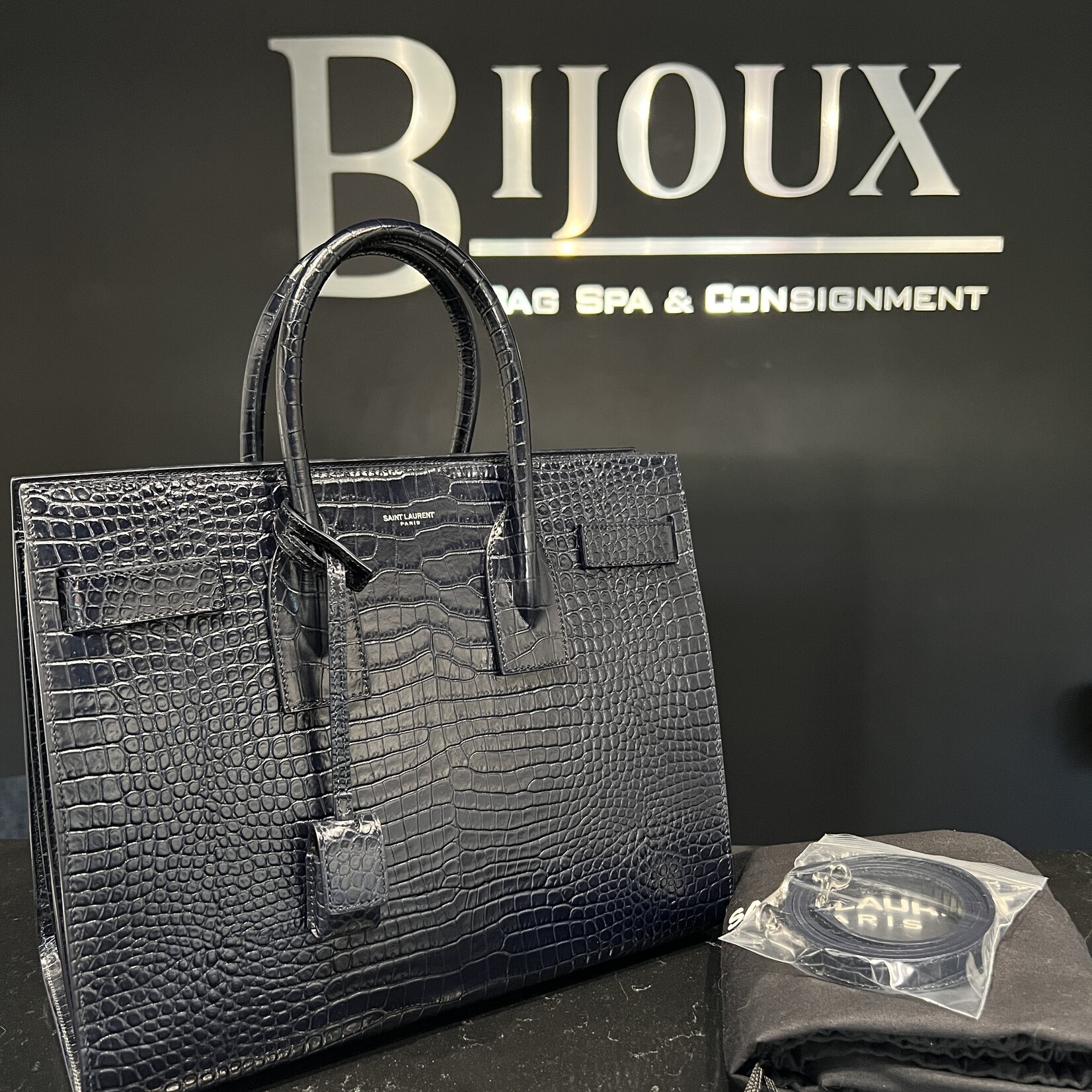 Saint Laurent Saint Laurent Croc Embossed Sac De Jour Small