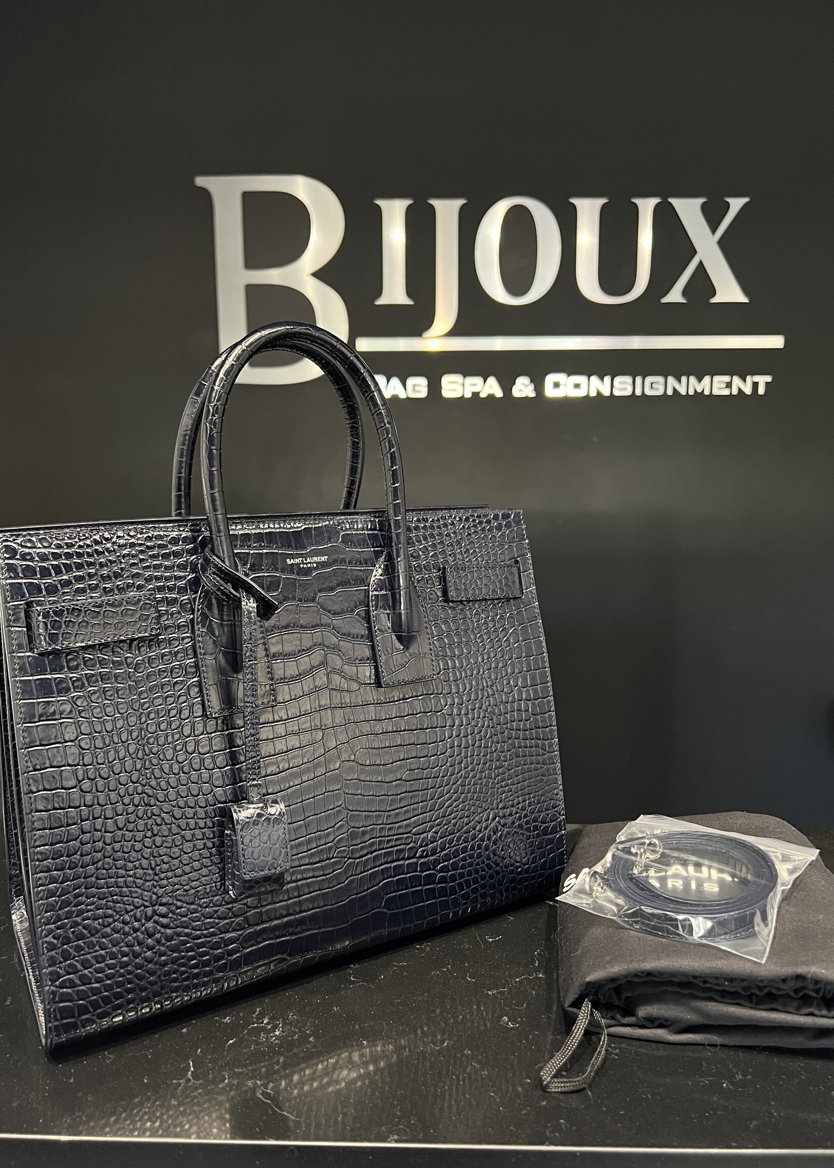 Saint Laurent Saint Laurent Croc Embossed Sac De Jour Small