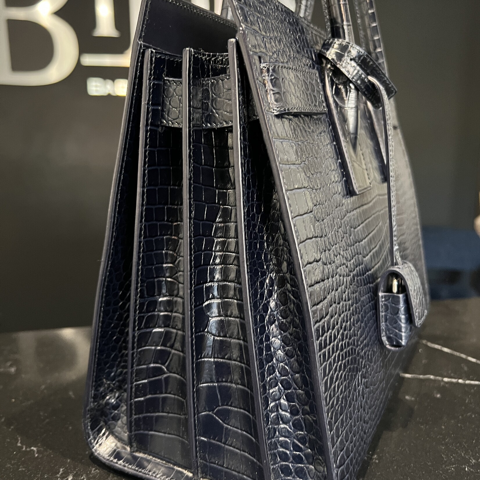 Saint Laurent Saint Laurent Croc Embossed Sac De Jour Small