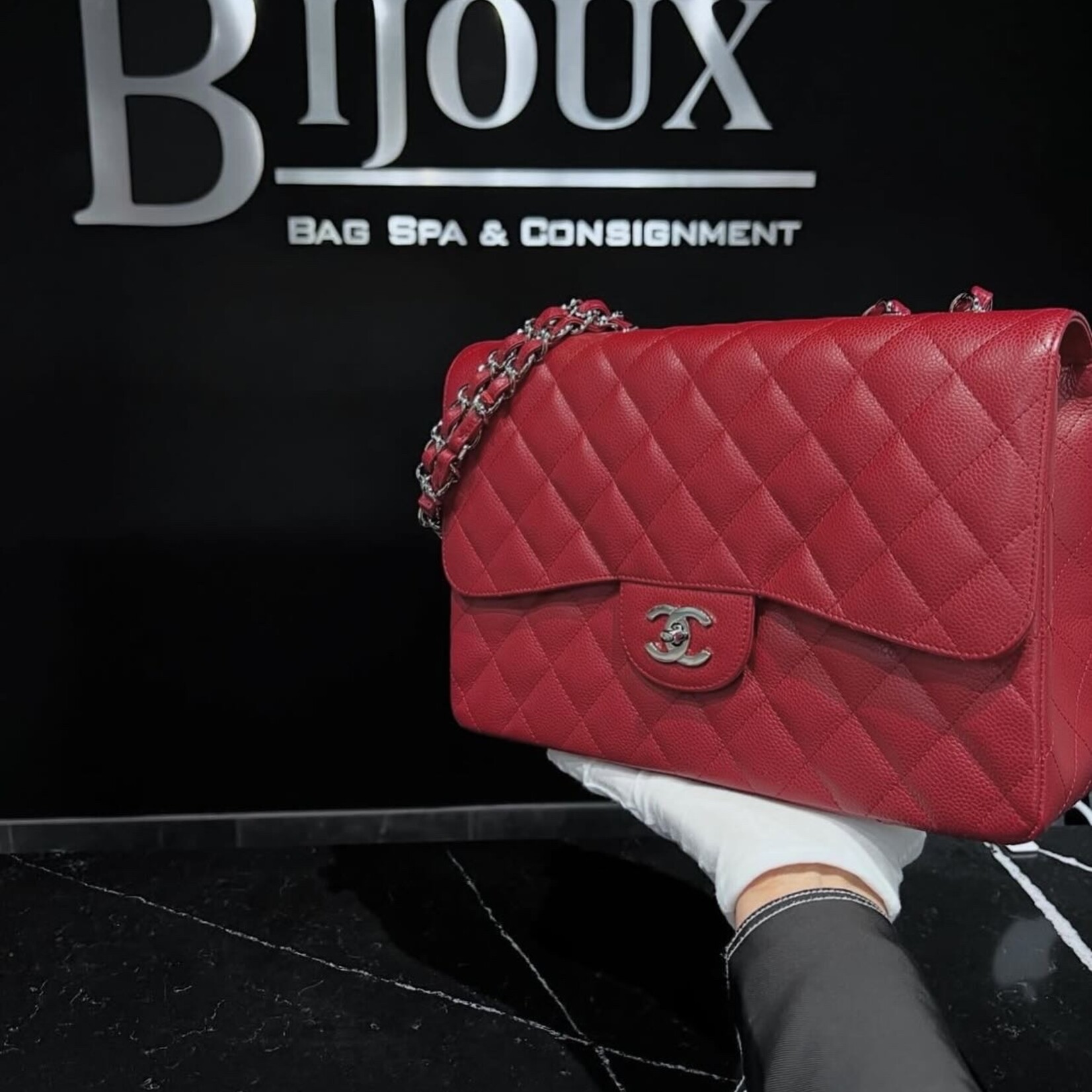 Chanel Chanel Burgundy Single Flap SHW Jumbo