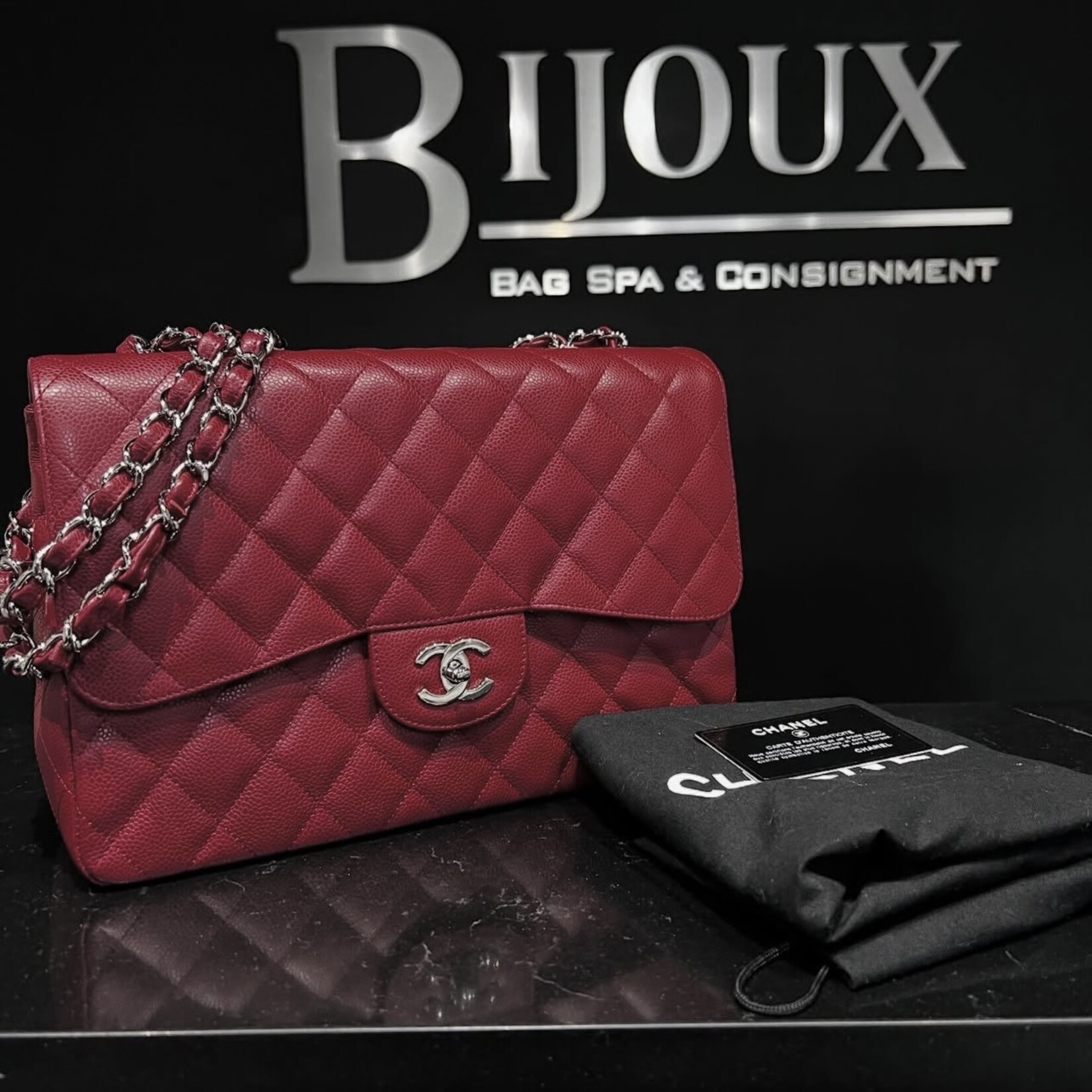 Chanel Chanel Burgundy Single Flap SHW Jumbo