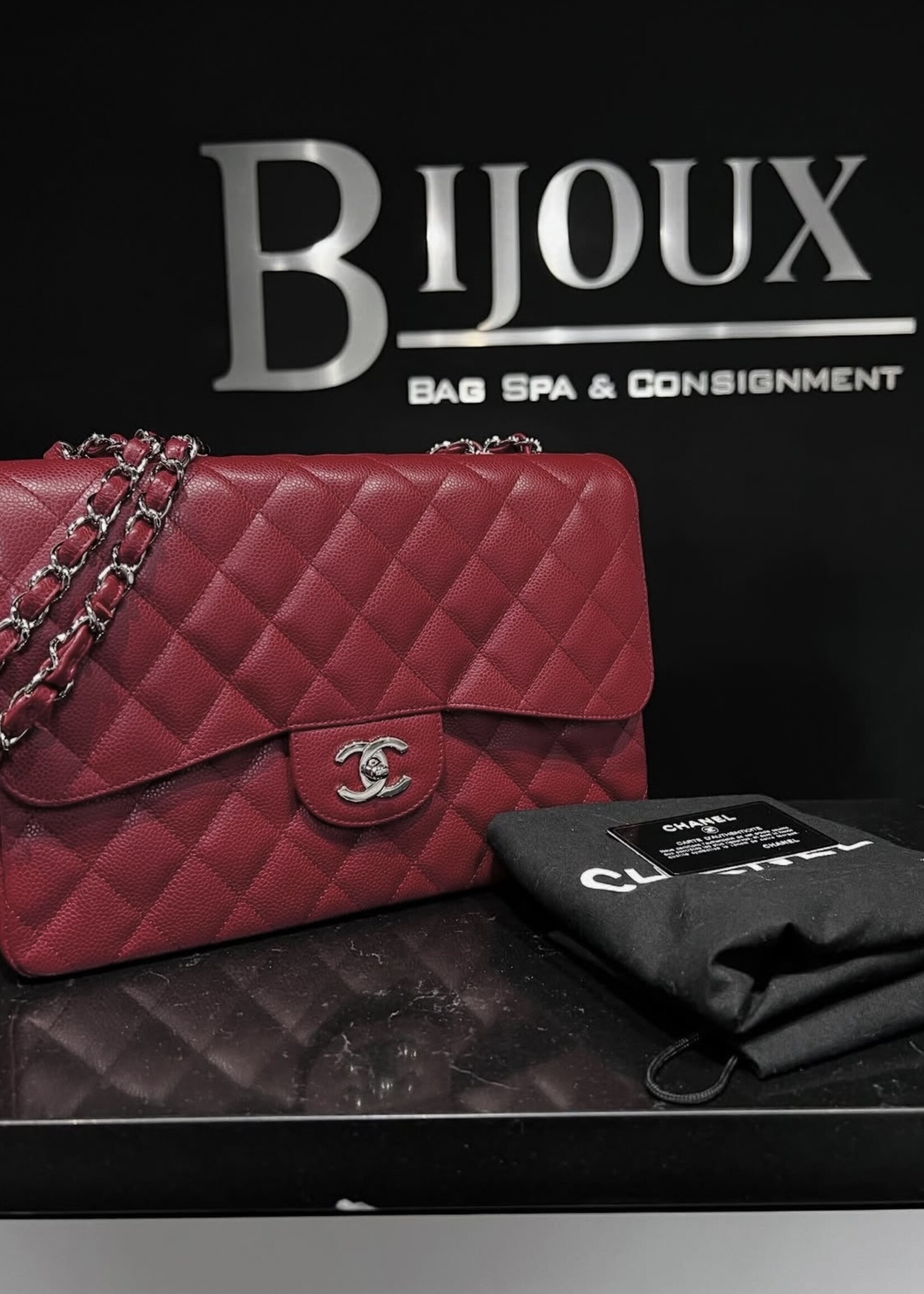 Chanel Chanel Burgundy Single Flap SHW Jumbo