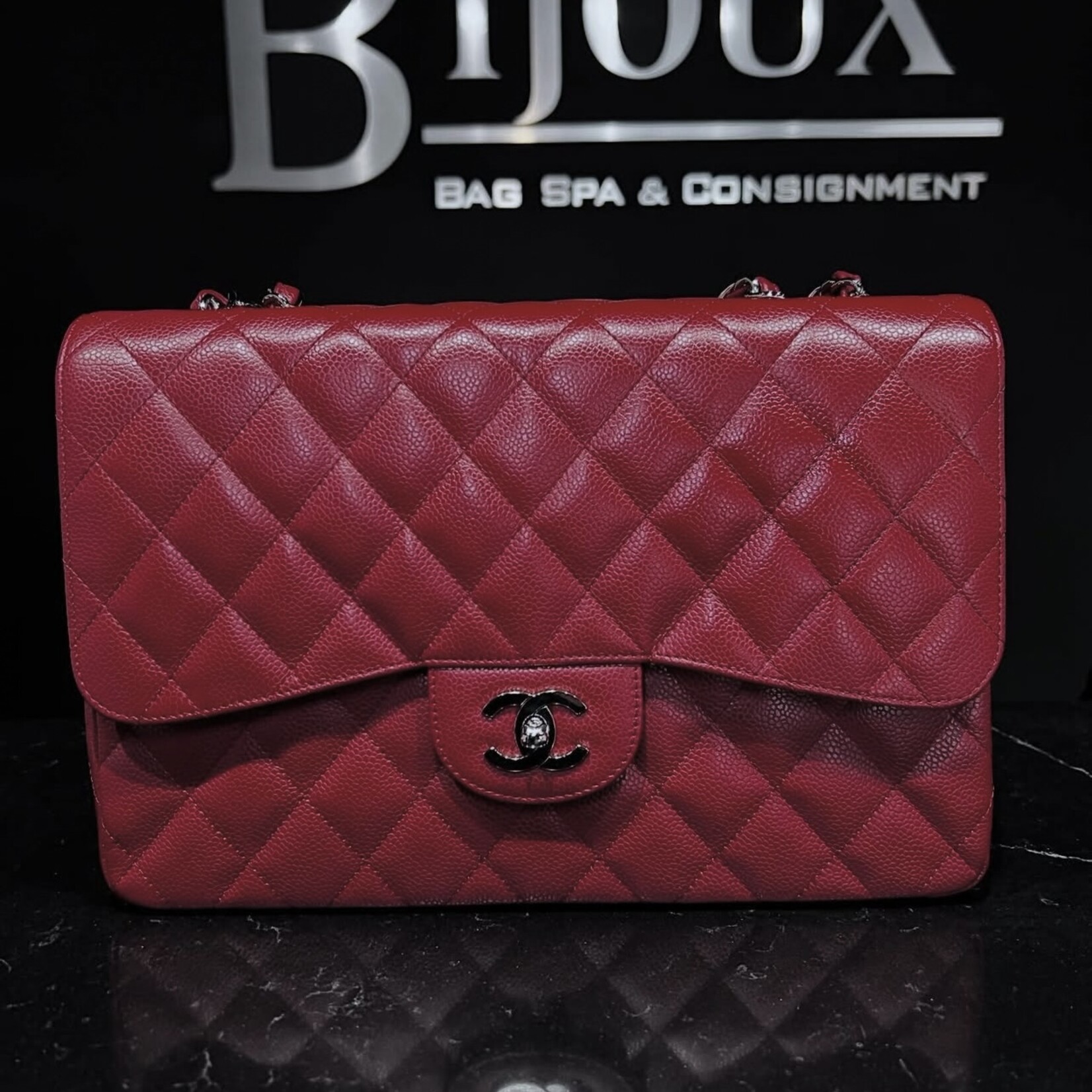 Chanel Chanel Burgundy Single Flap SHW Jumbo