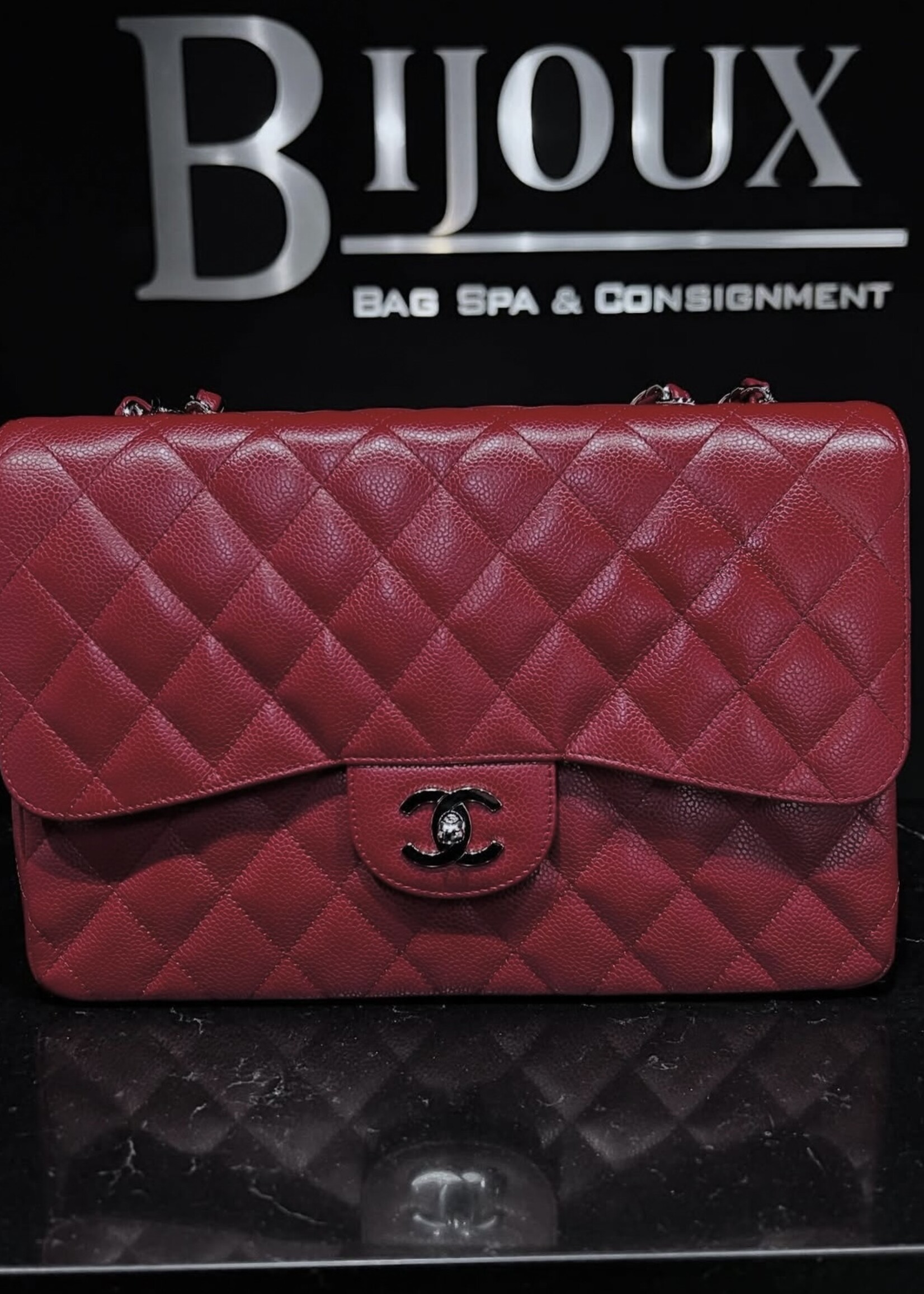 Chanel Chanel Burgundy Single Flap SHW Jumbo