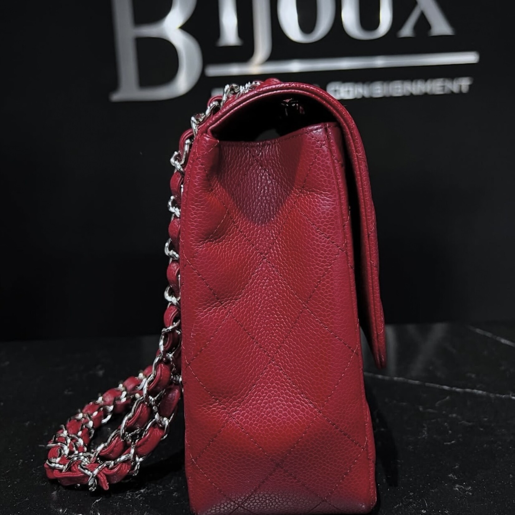 Chanel Chanel Burgundy Single Flap SHW Jumbo