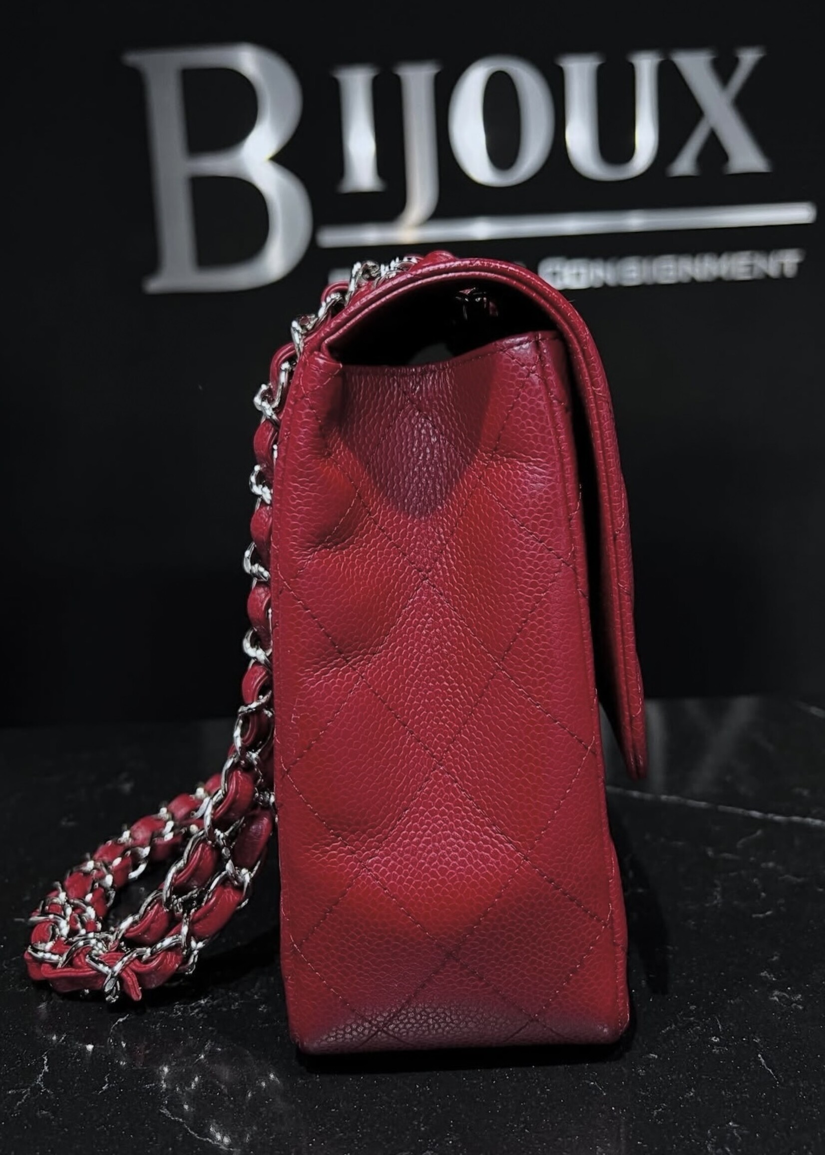 Chanel SOLD - Chanel Burgundy Single Flap SHW Jumbo