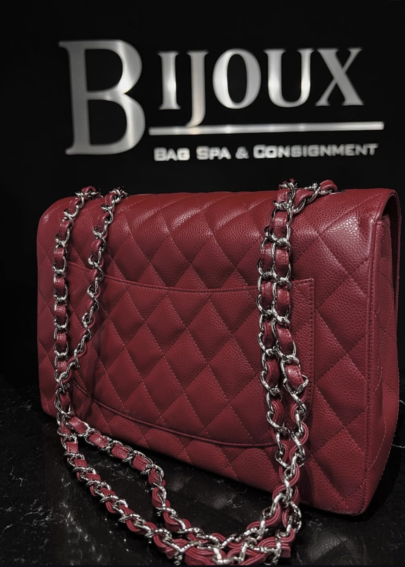 Chanel SOLD - Chanel Burgundy Single Flap SHW Jumbo