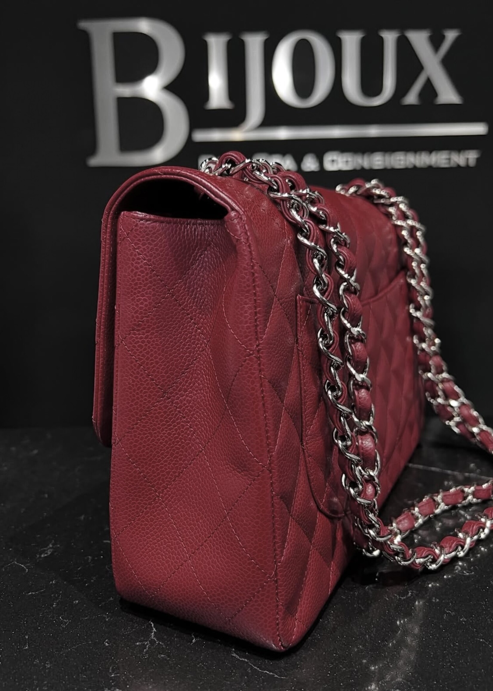 Chanel SOLD - Chanel Burgundy Single Flap SHW Jumbo