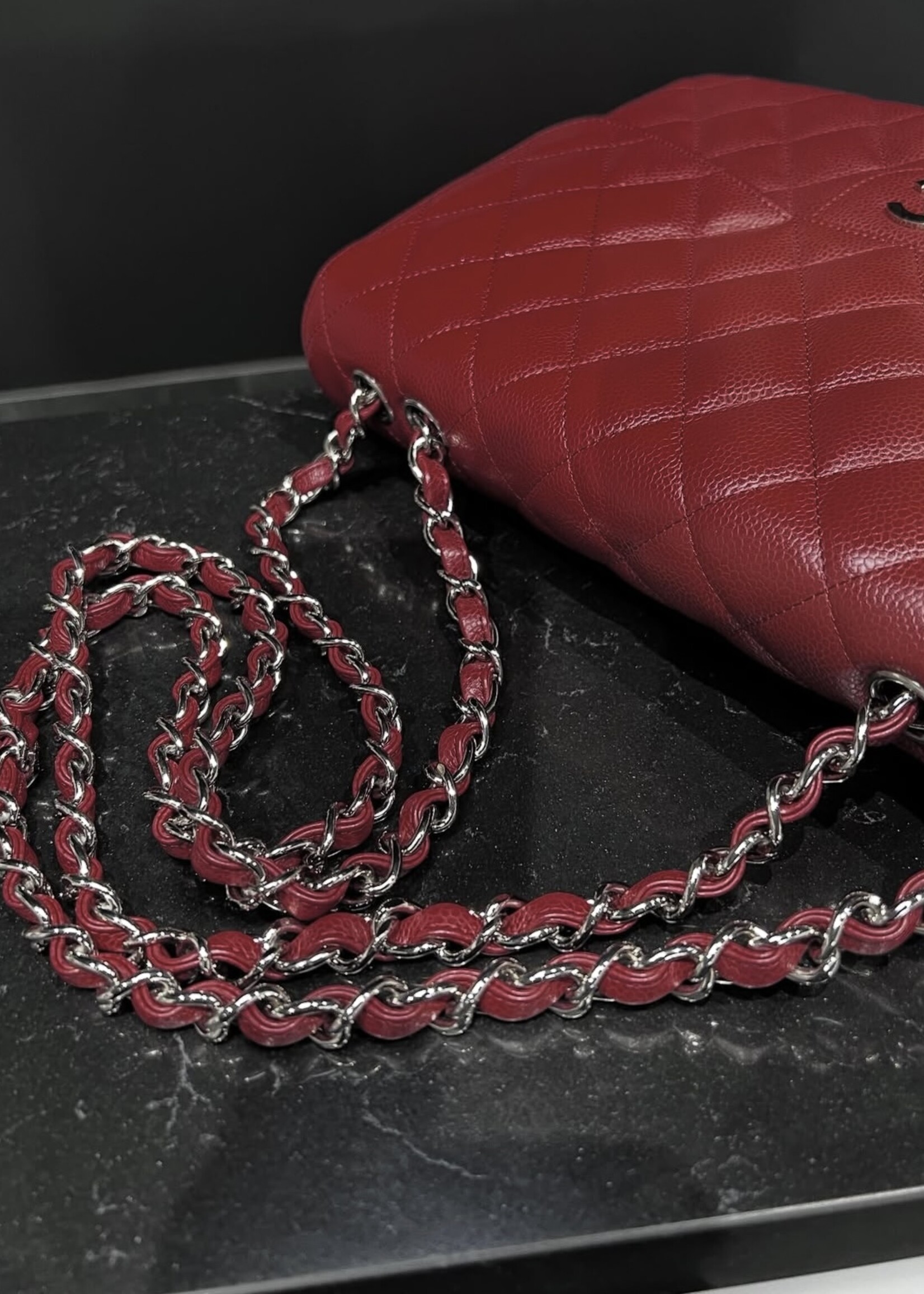Chanel Chanel Burgundy Single Flap SHW Jumbo