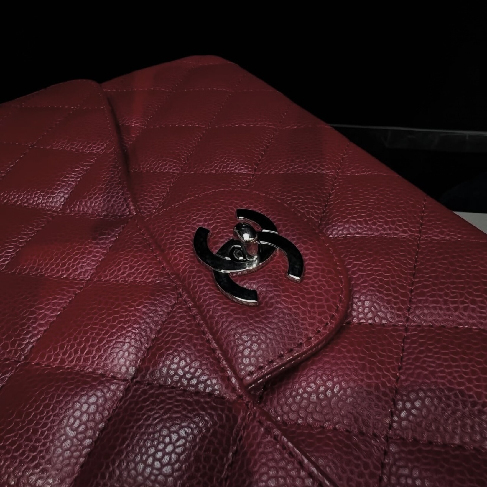 Chanel Chanel Burgundy Single Flap SHW Jumbo