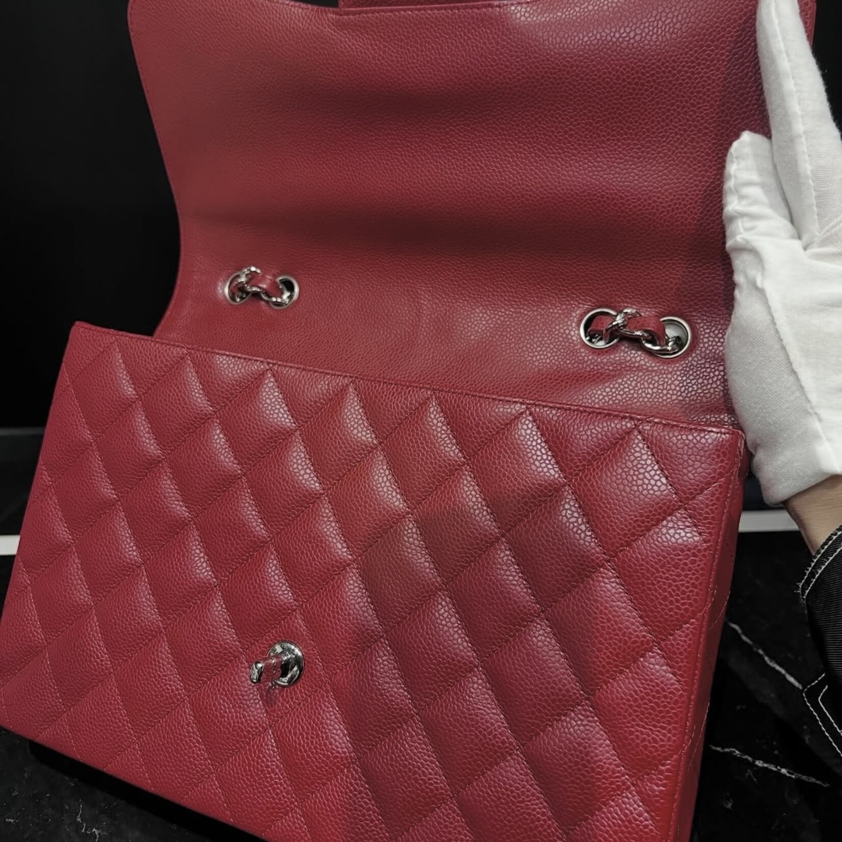 Chanel Chanel Burgundy Single Flap SHW Jumbo