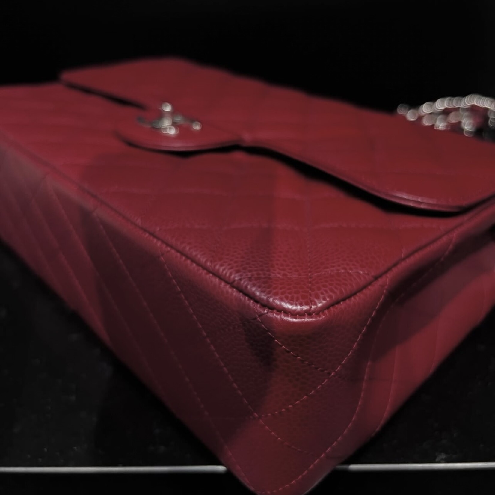 Chanel Chanel Burgundy Single Flap SHW Jumbo