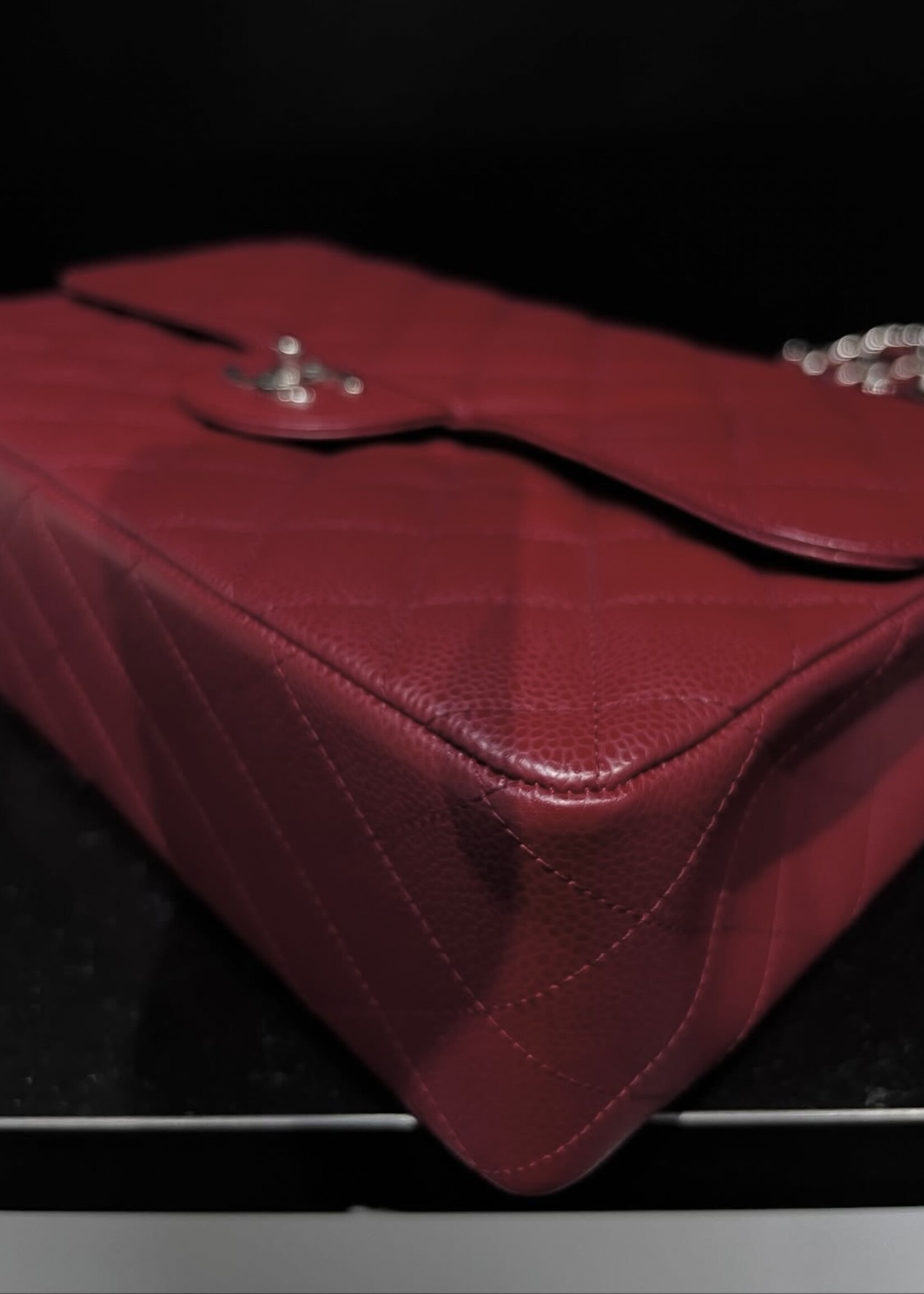 Chanel Chanel Burgundy Single Flap SHW Jumbo