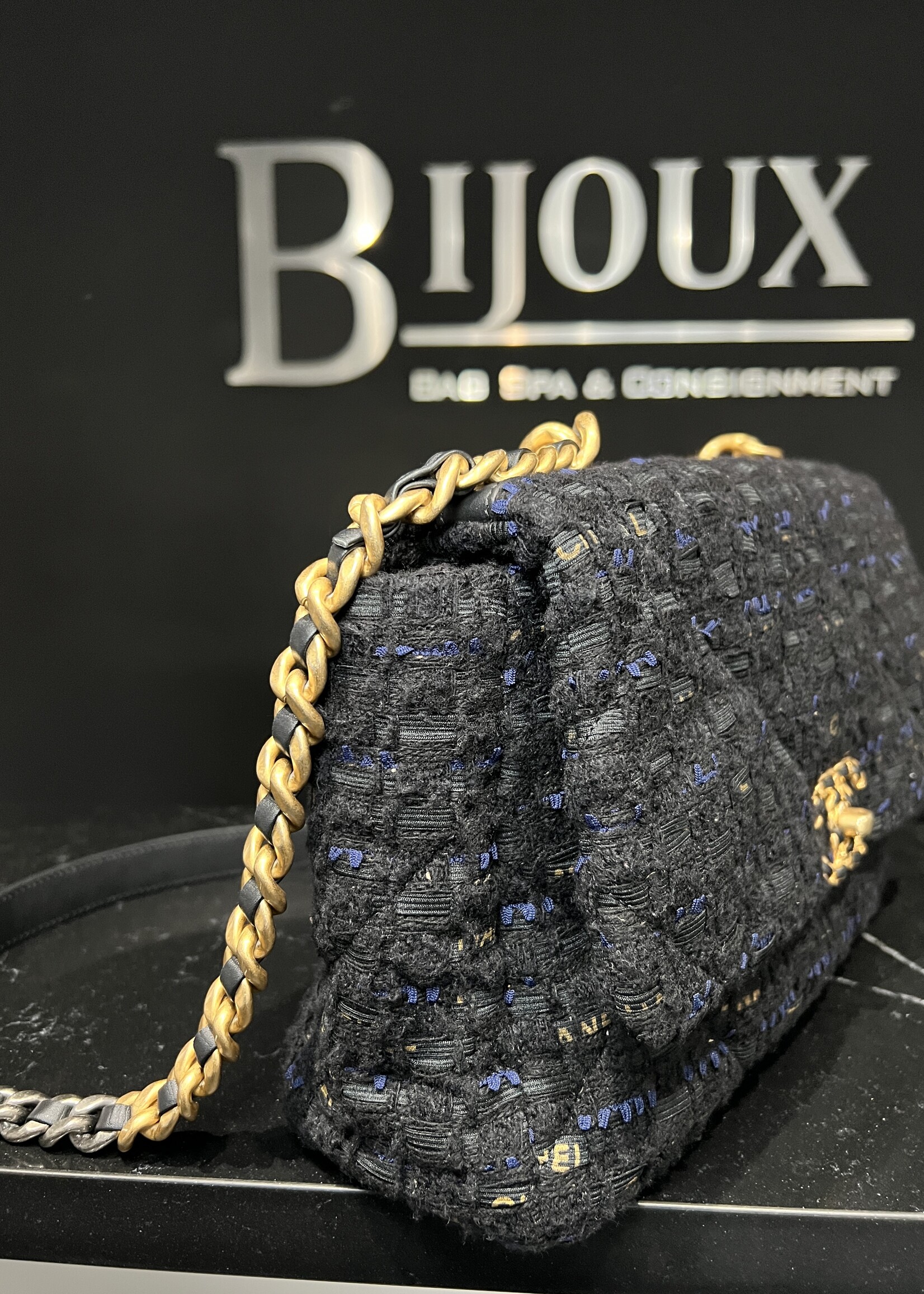 Chanel SOLD - Chanel Large Black Tweed 19 Flap Bag
