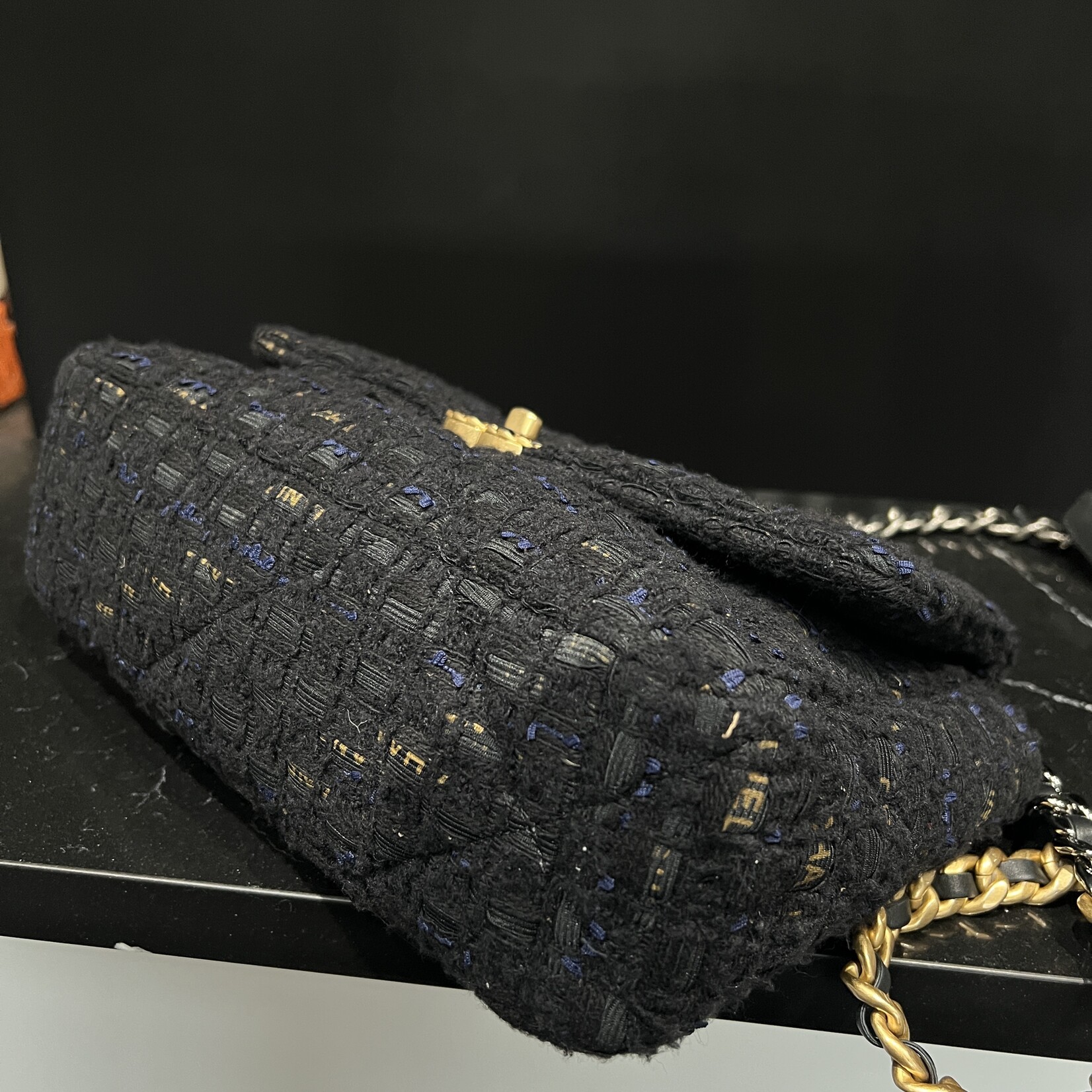 Chanel Chanel Large Black Tweed 19 Flap Bag