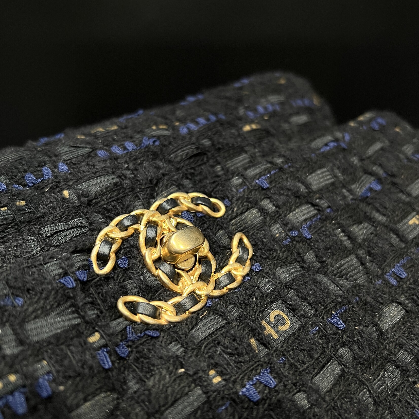 Chanel Chanel Large Black Tweed 19 Flap Bag