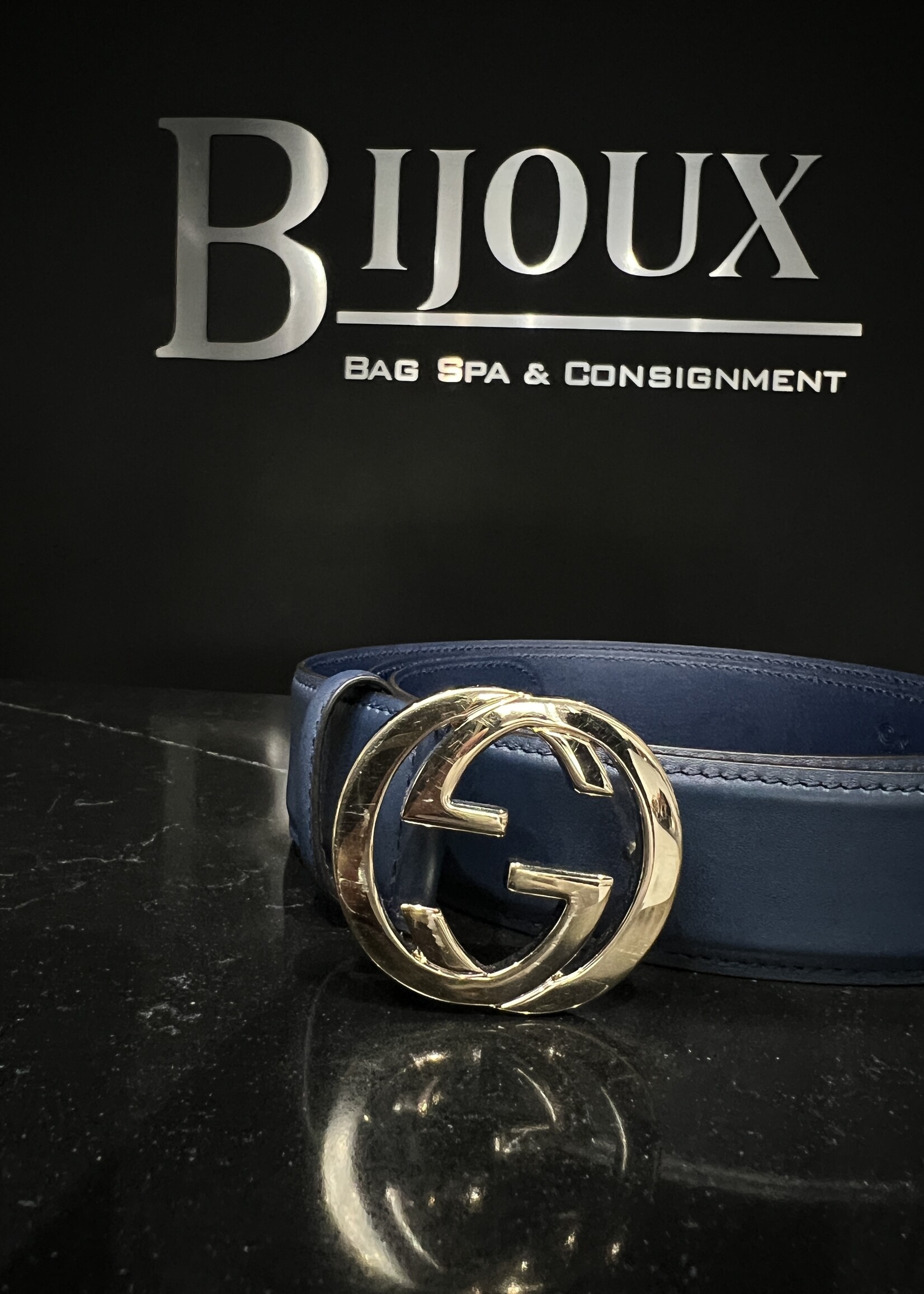 Gucci SOLD- Gucci Interlocking Blue Belt