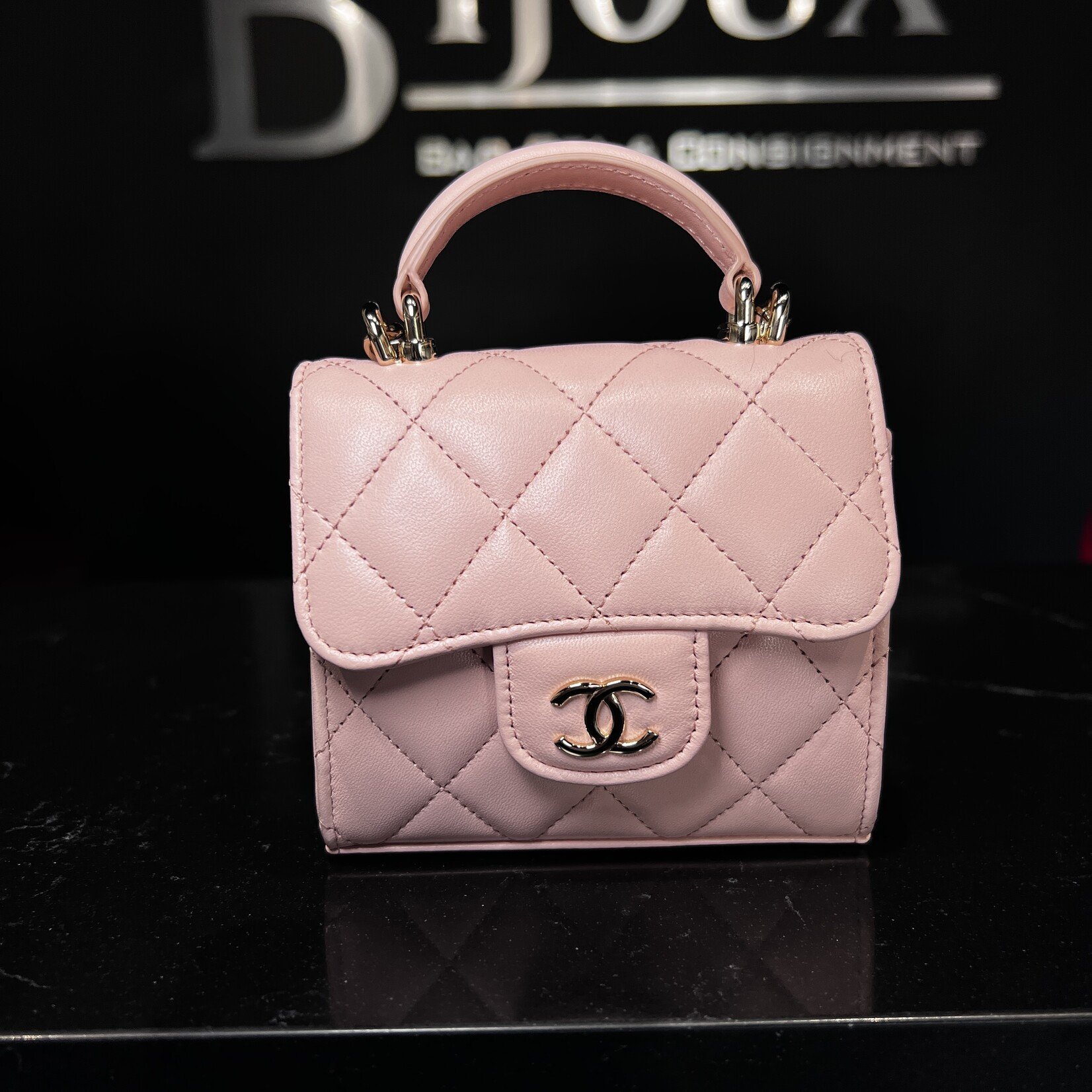 Chanel Chanel Quilted Top Handle Flap Clutch With Chain