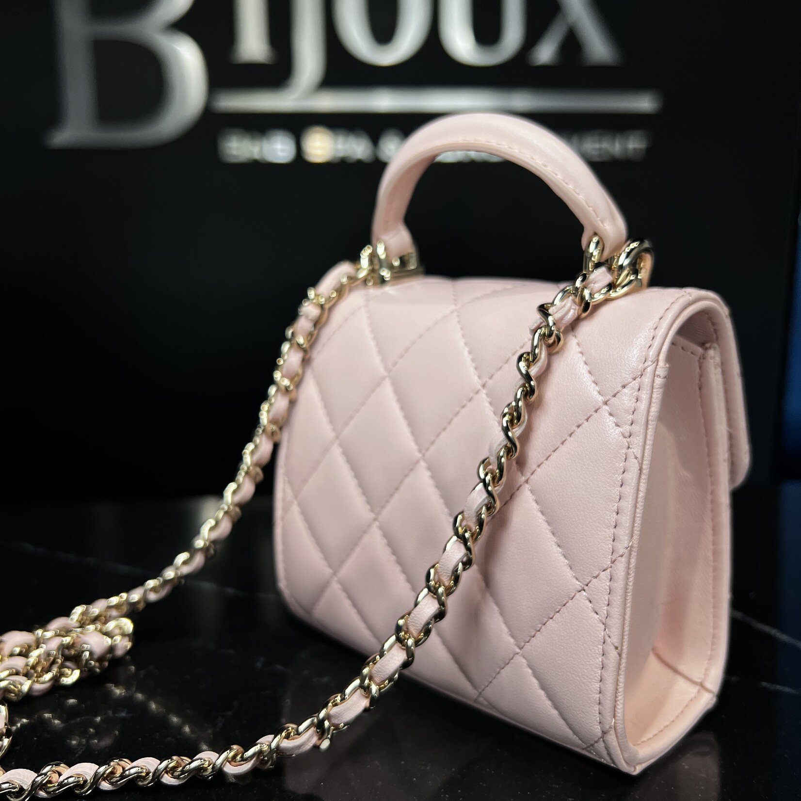 Chanel Chanel Quilted Top Handle Flap Clutch With Chain