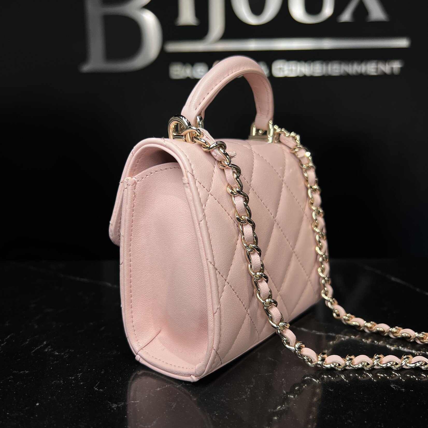 Chanel Chanel Quilted Top Handle Flap Clutch With Chain