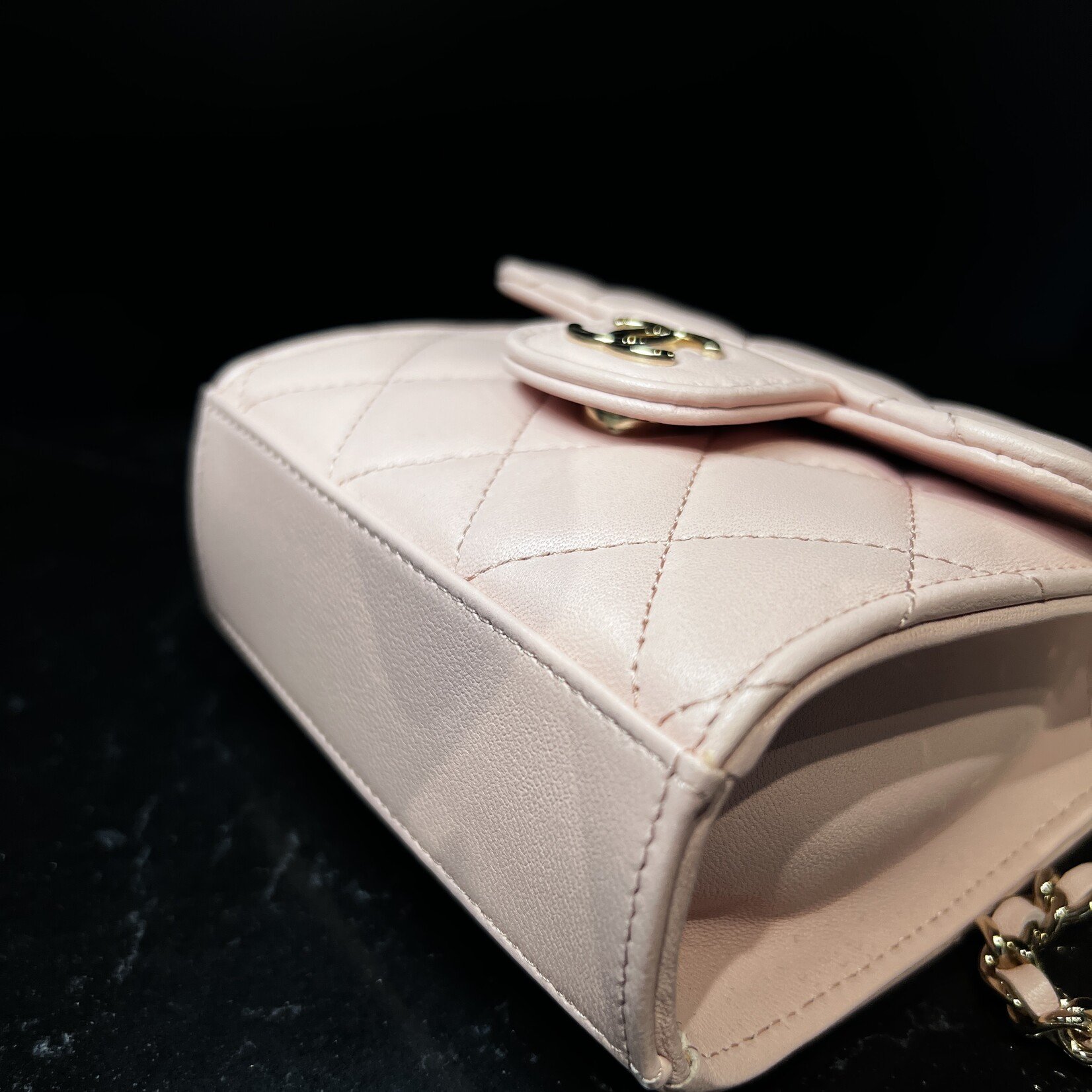 Chanel Chanel Quilted Top Handle Flap Clutch With Chain