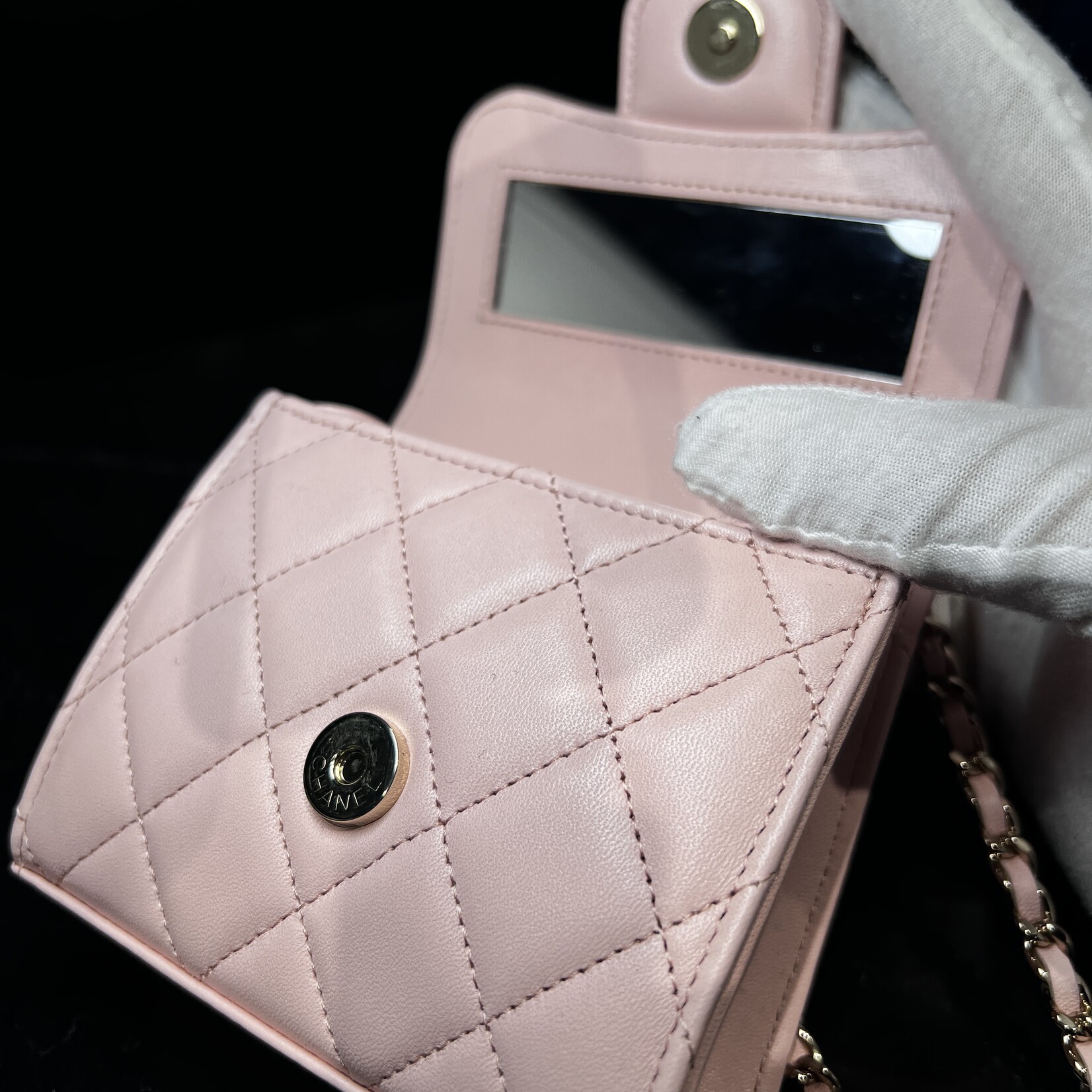 Chanel Chanel Quilted Top Handle Flap Clutch With Chain