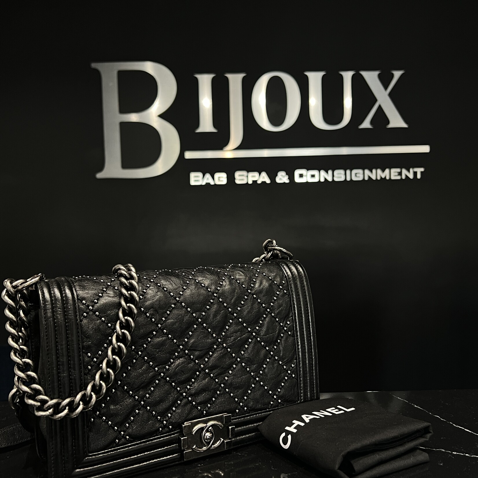 Chanel Chanel Studded Medium Boy Bag