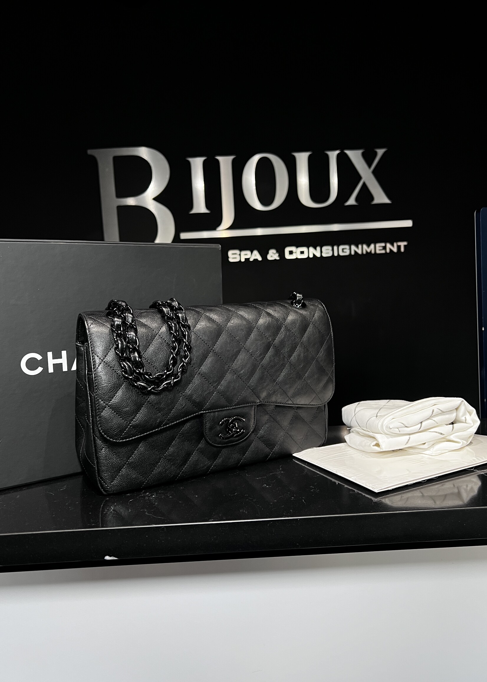 Chanel SOLD - Chanel So Black Goatskin Jumbo