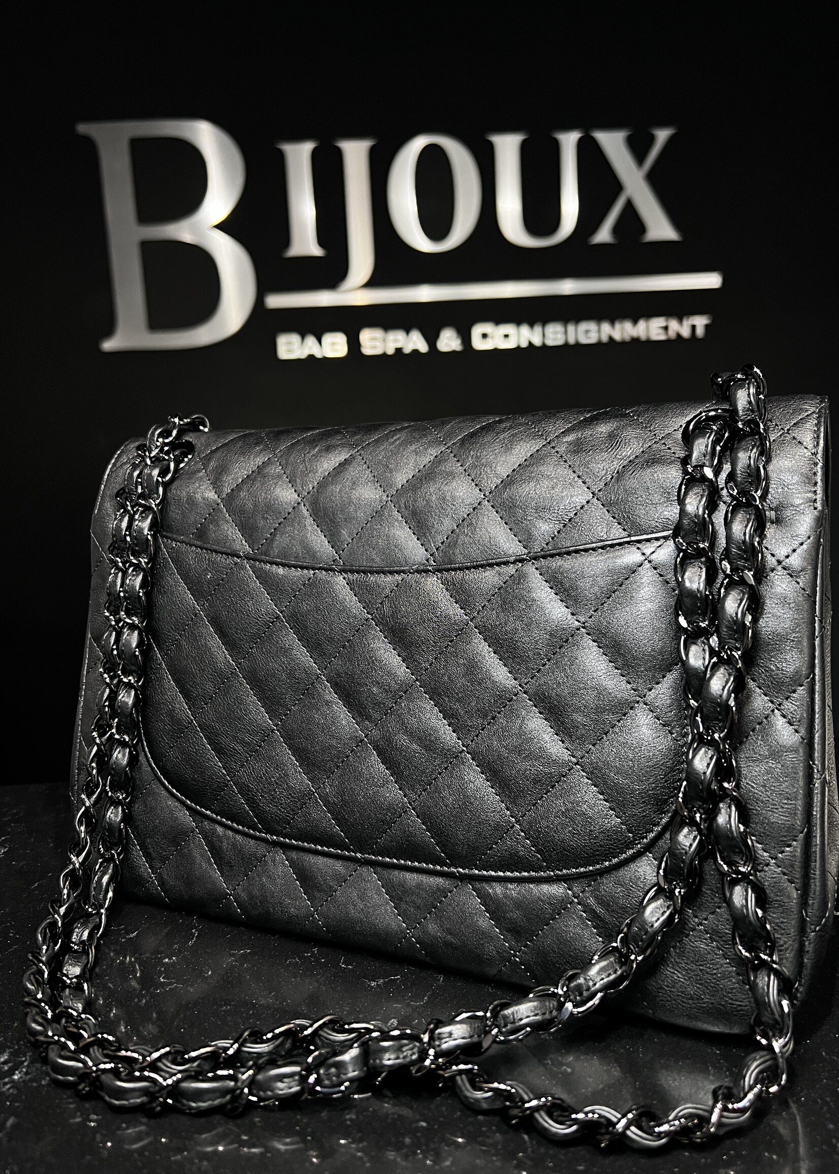 Chanel SOLD - Chanel So Black Goatskin Jumbo