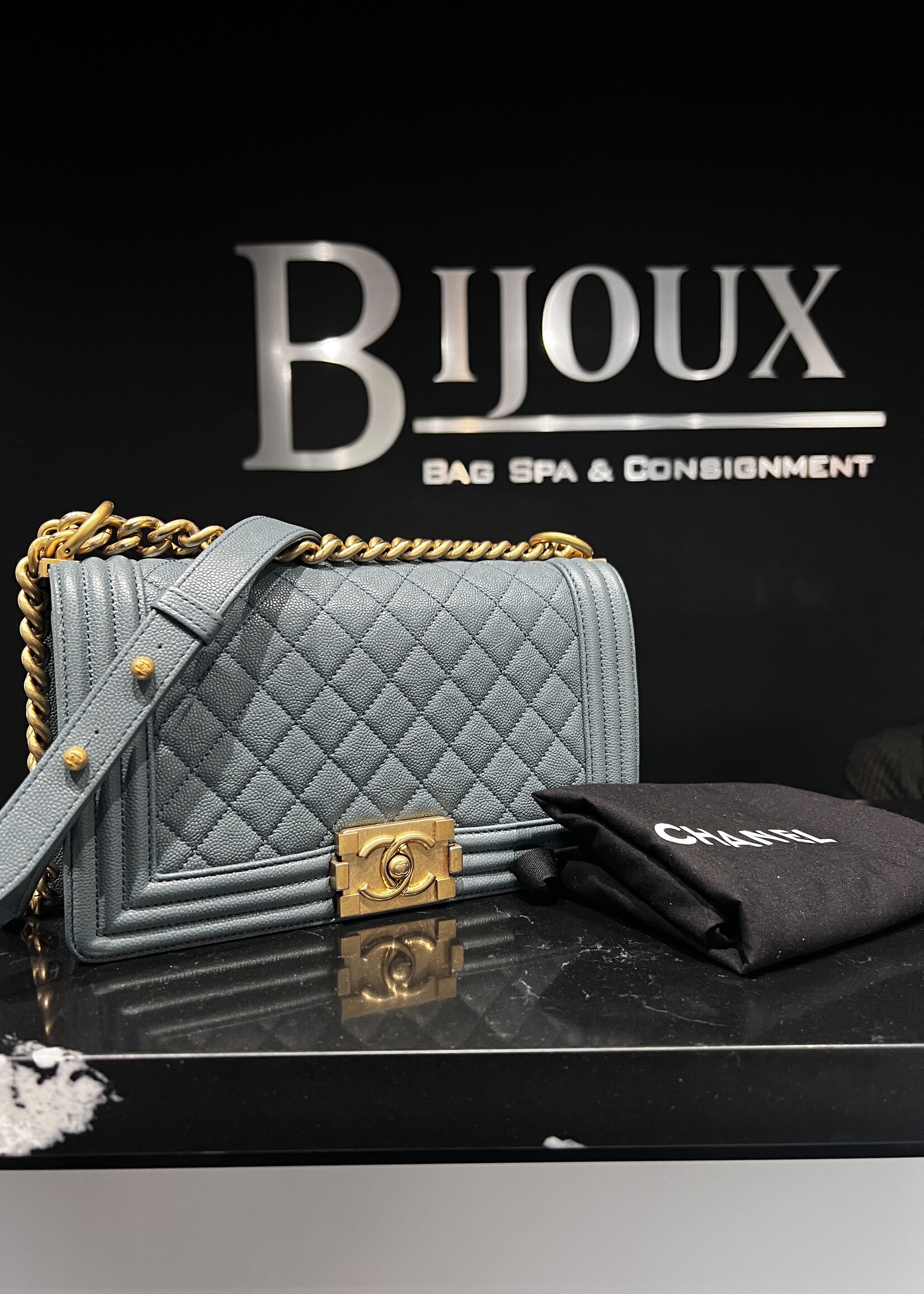 Chanel SOLD - Chanel Medium Caviar Boy Bag GHW