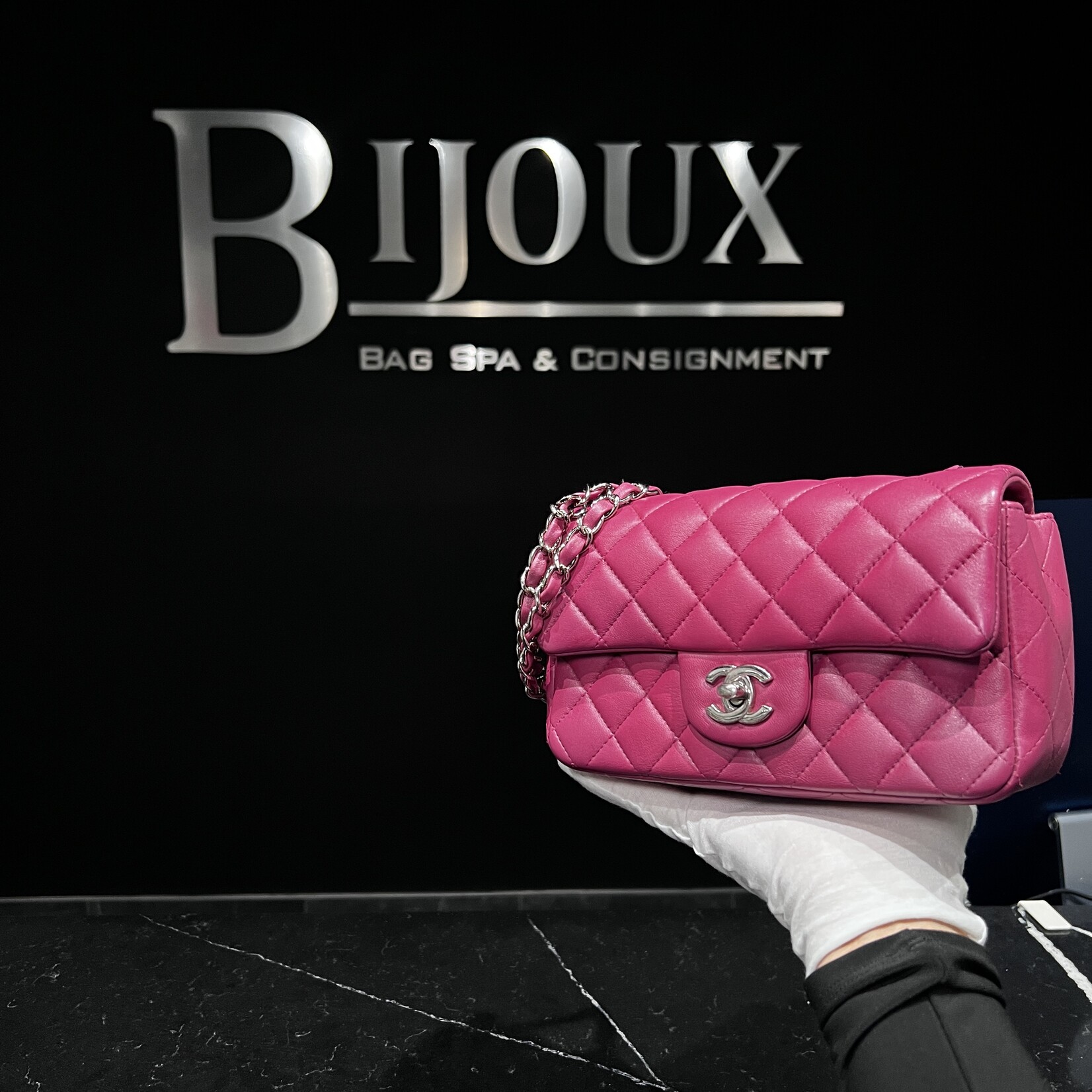 Chanel Chanel Mini Rectangle Flap Quilted Fuchsia