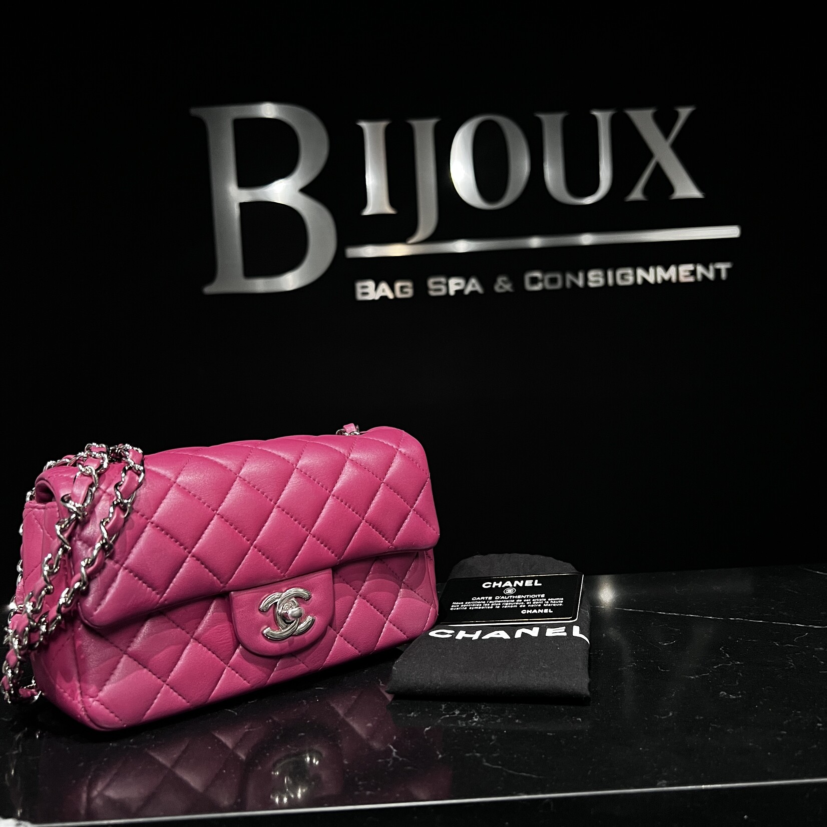 Chanel Chanel Mini Rectangle Flap Quilted Fuchsia