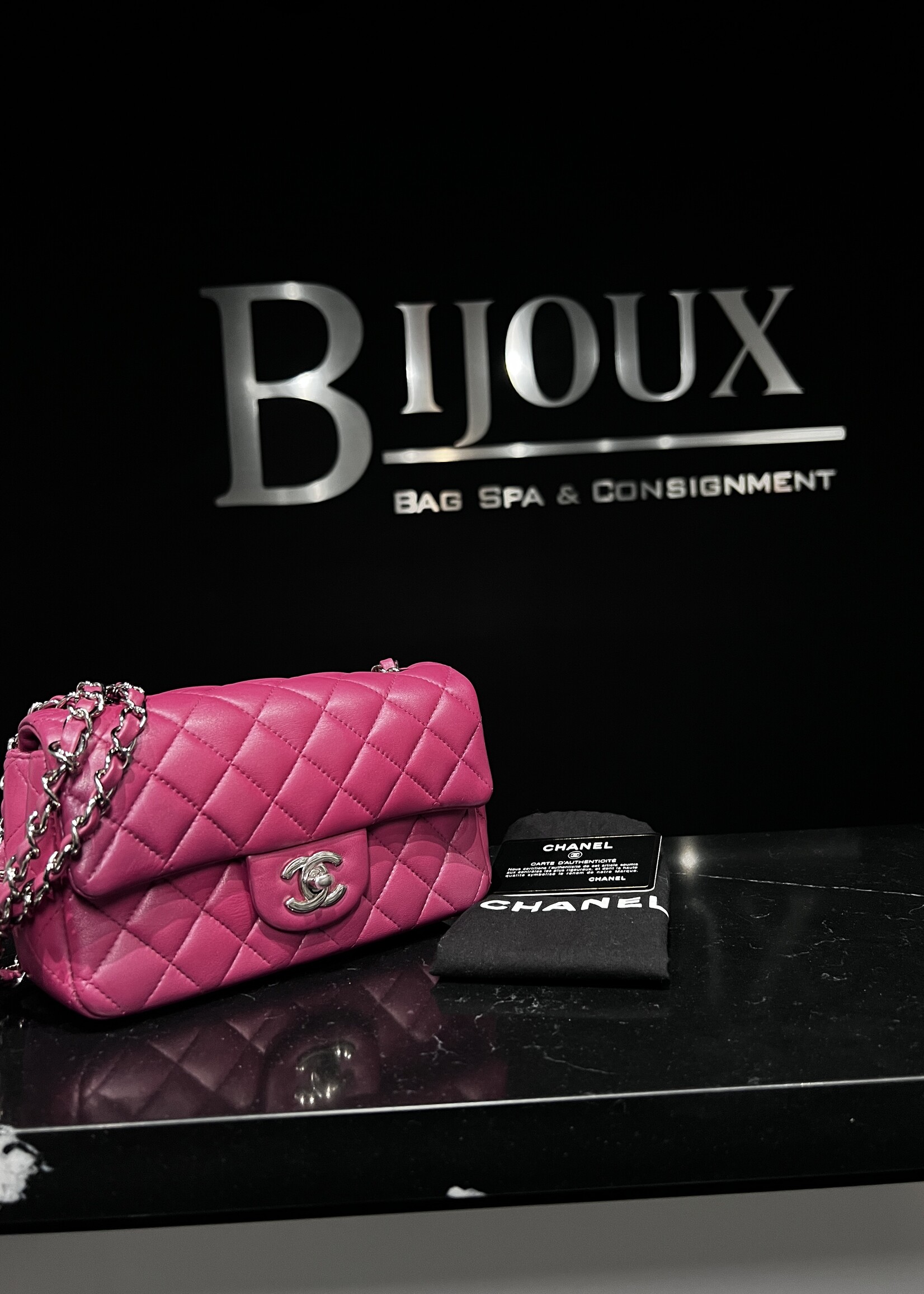 Chanel Chanel Mini Rectangle Flap Quilted Fuchsia