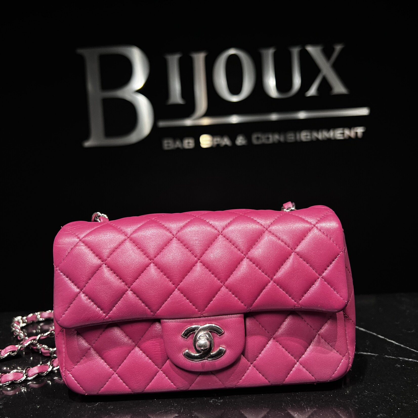 Chanel Chanel Mini Rectangle Flap Quilted Fuchsia