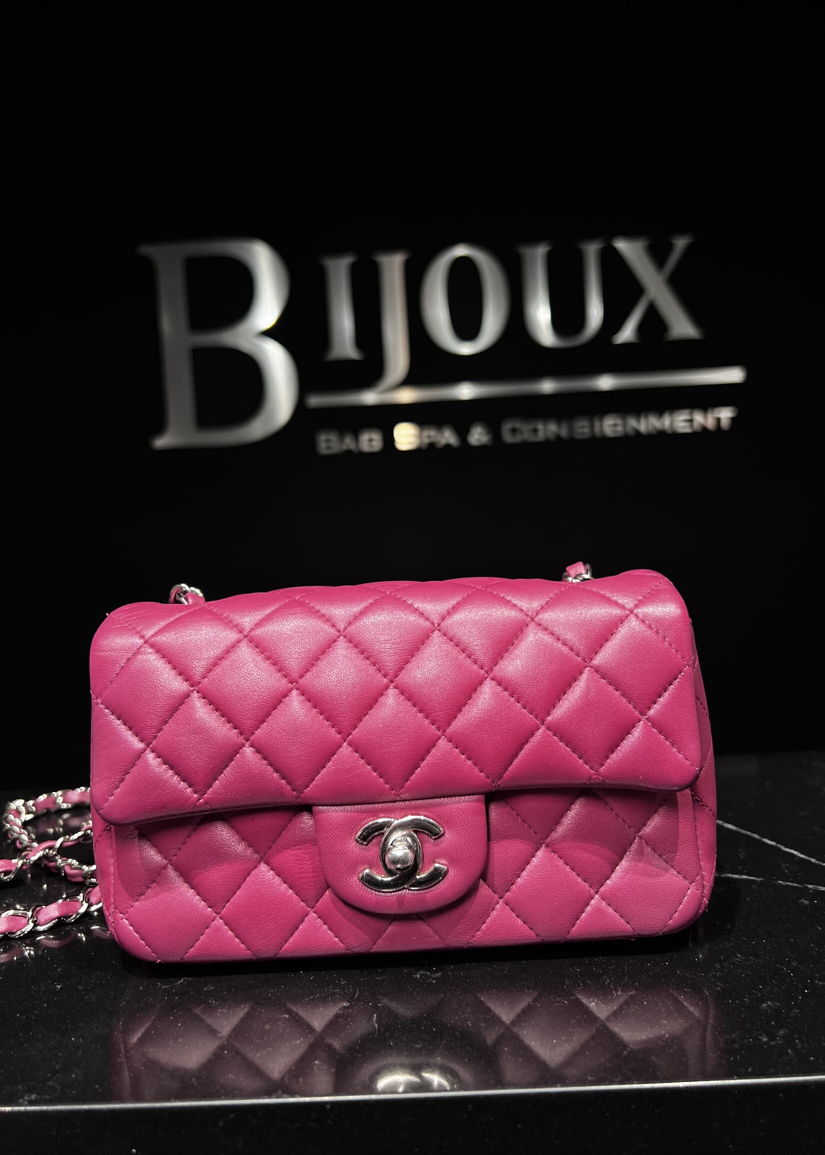 Chanel Chanel Mini Rectangle Flap Quilted Fuchsia