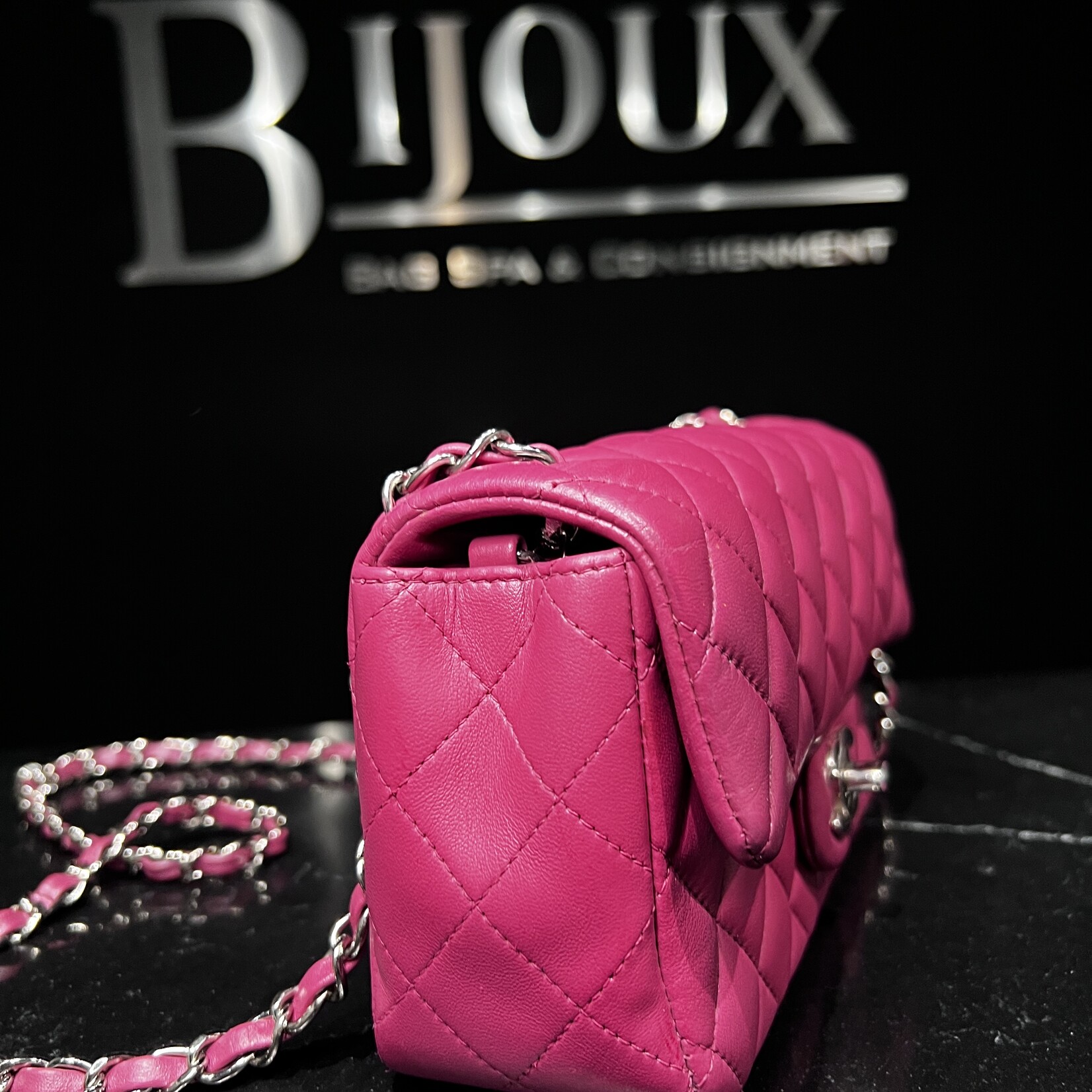 Chanel Chanel Mini Rectangle Flap Quilted Fuchsia
