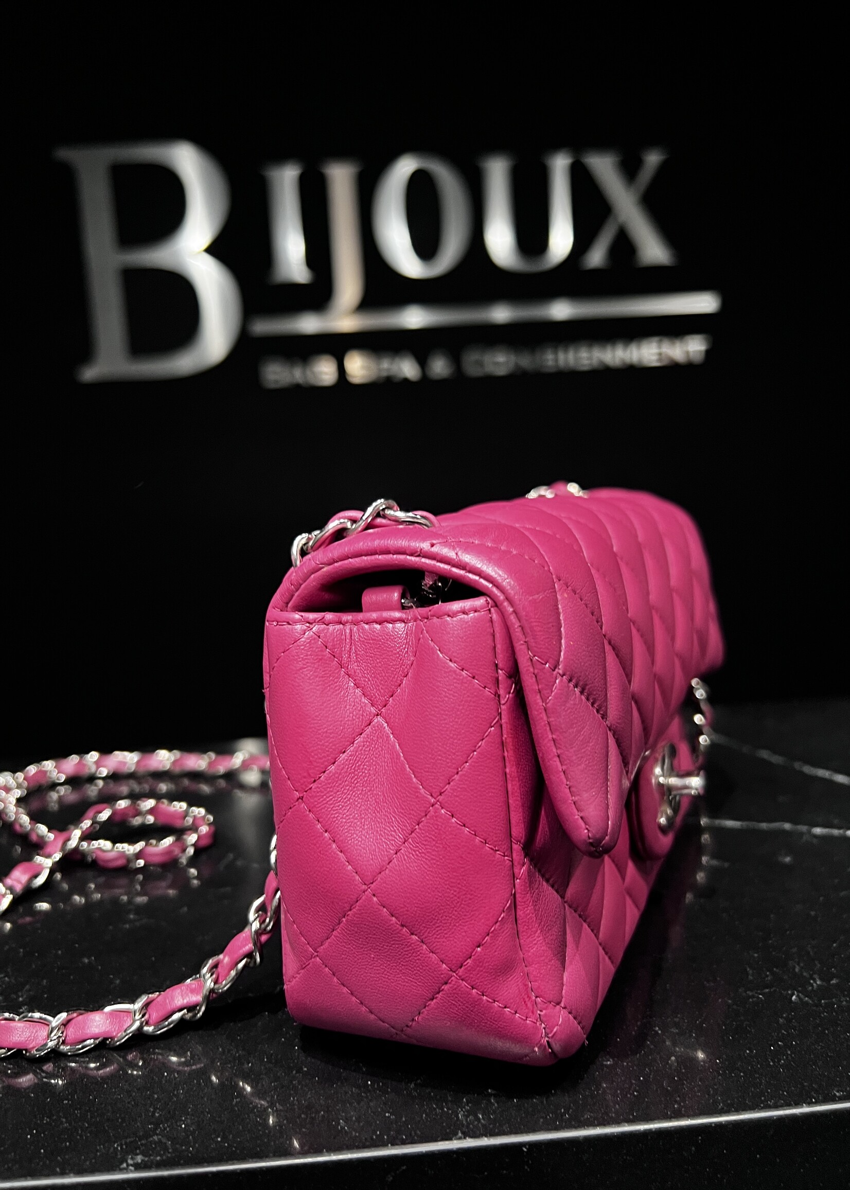 Chanel Chanel Mini Rectangle Flap Quilted Fuchsia