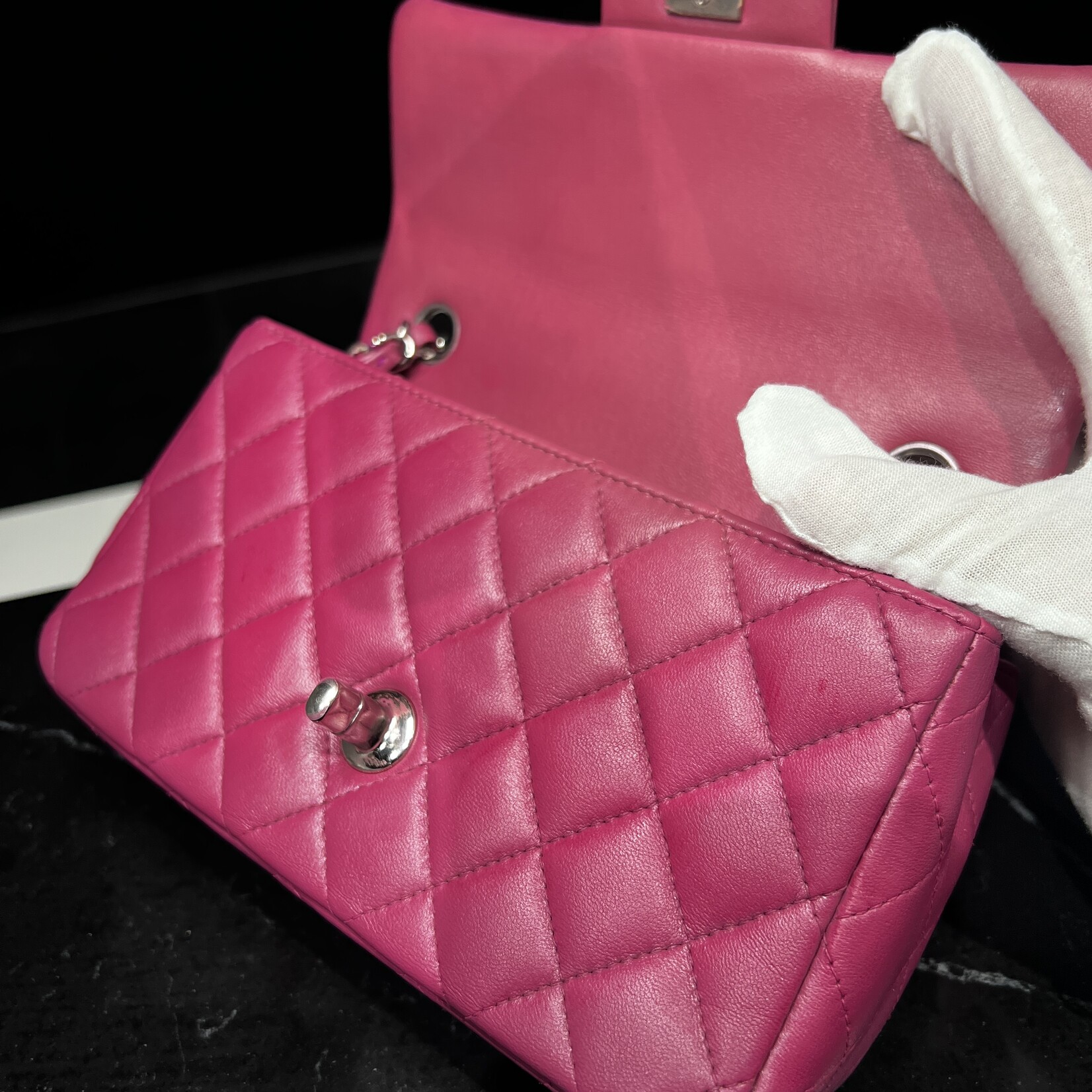 Chanel Chanel Mini Rectangle Flap Quilted Fuchsia