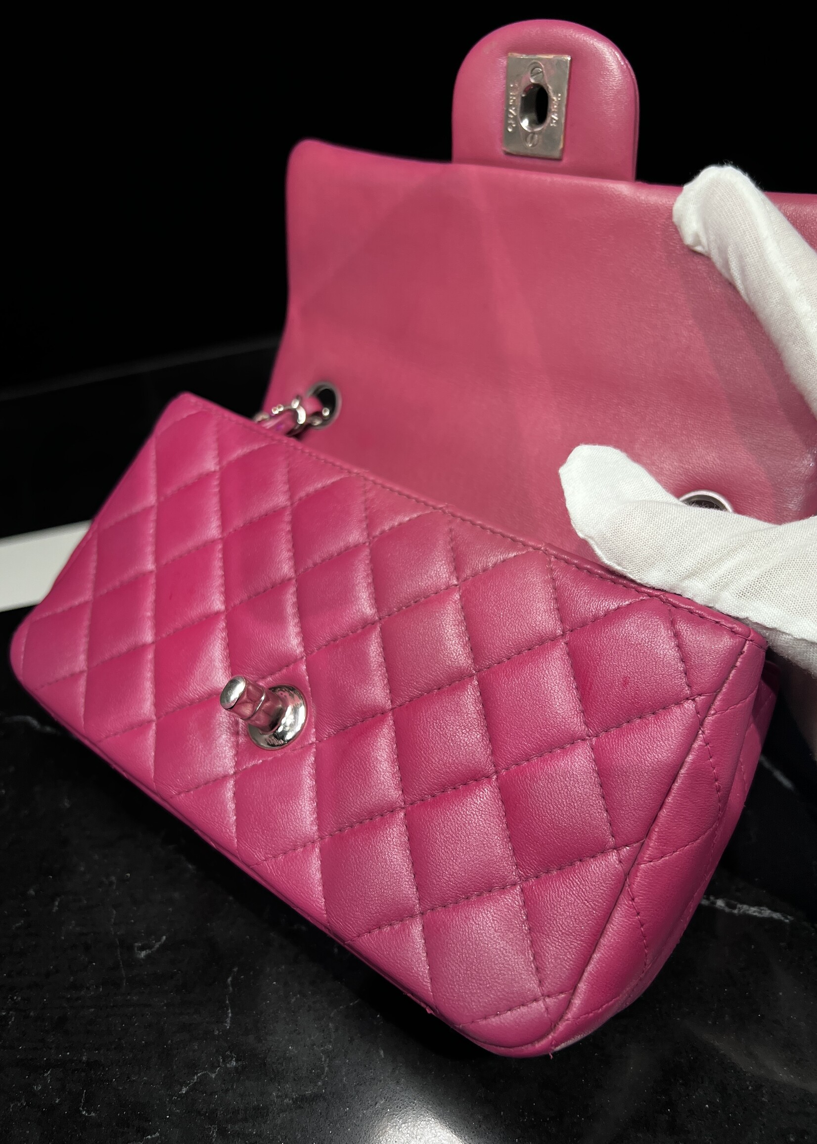 Chanel Chanel Mini Rectangle Flap Quilted Fuchsia
