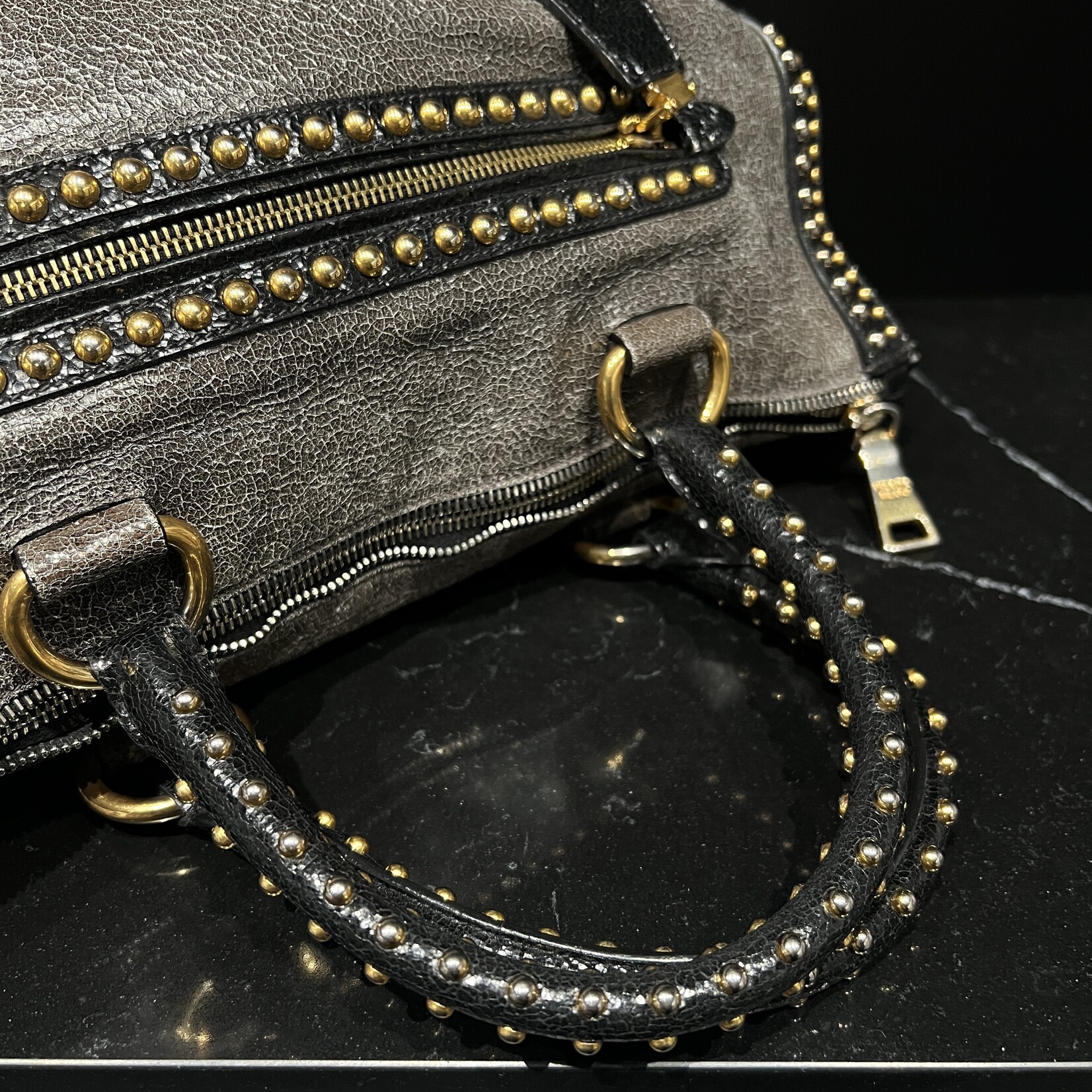 Prada Prada Studded Craquele Handle Bag