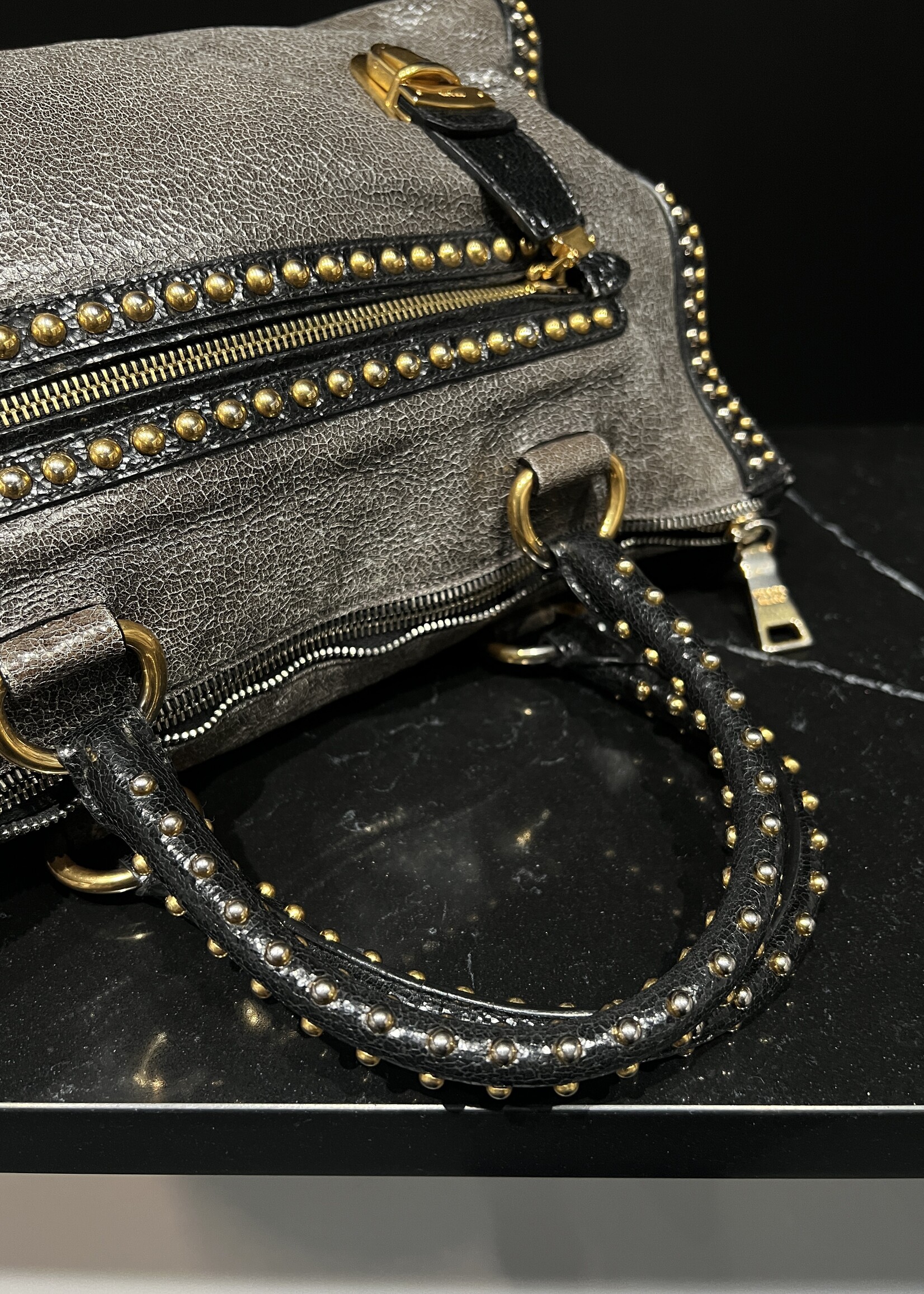 Prada Prada Studded Craquele Handle Bag