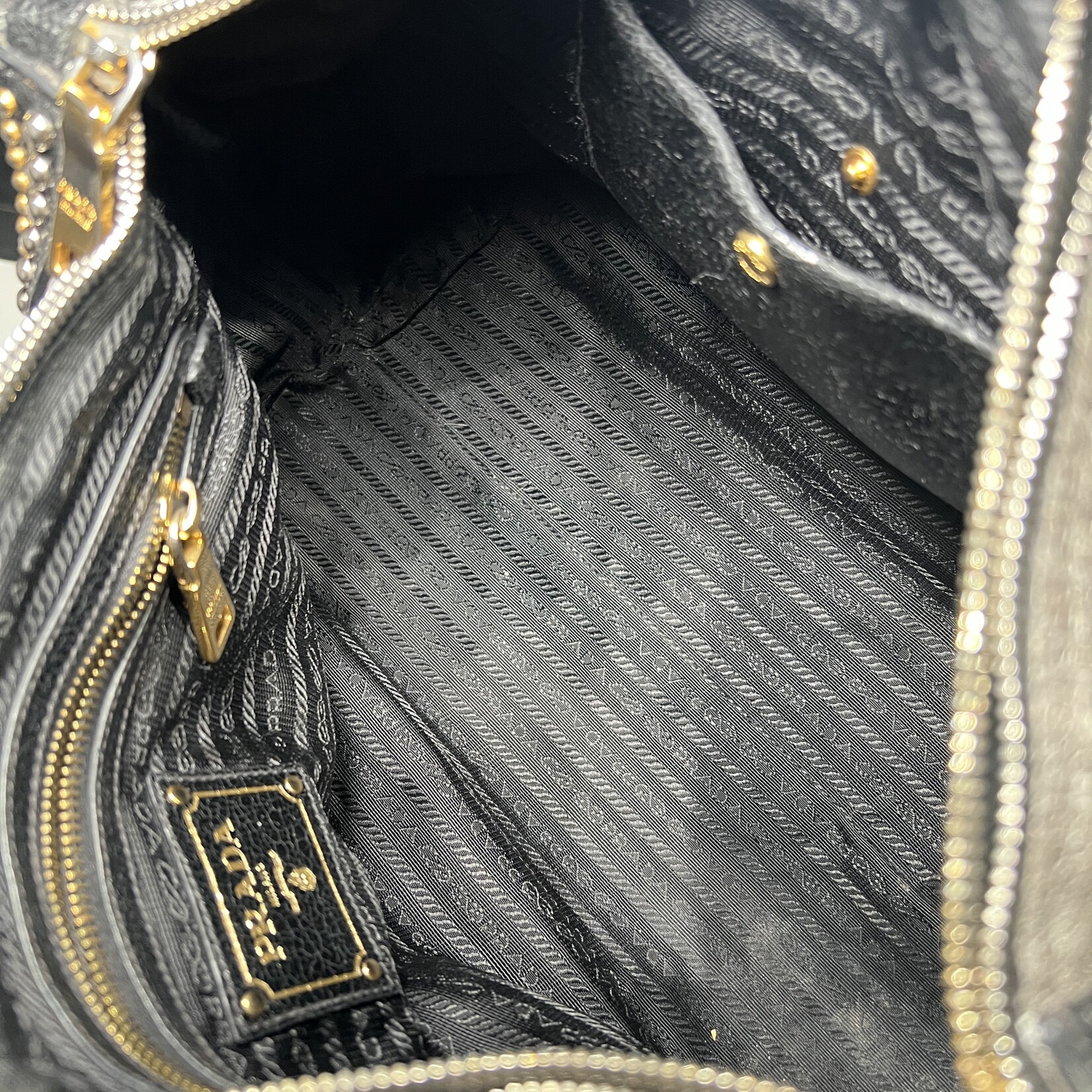 Prada Prada Studded Craquele Handle Bag