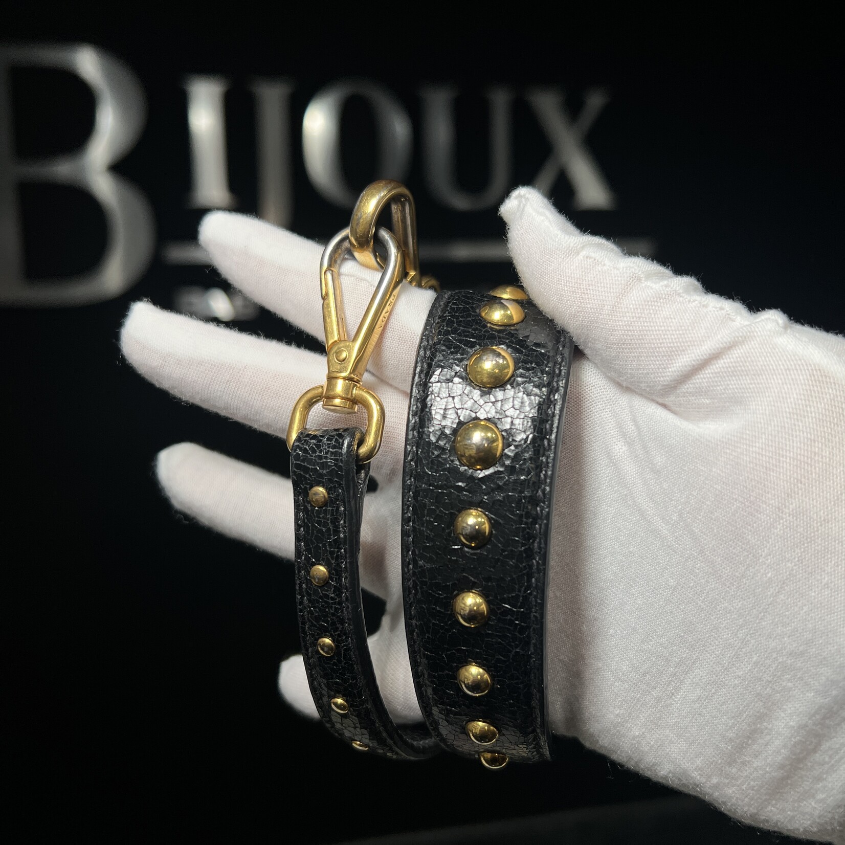 Prada Prada Studded Craquele Handle Bag