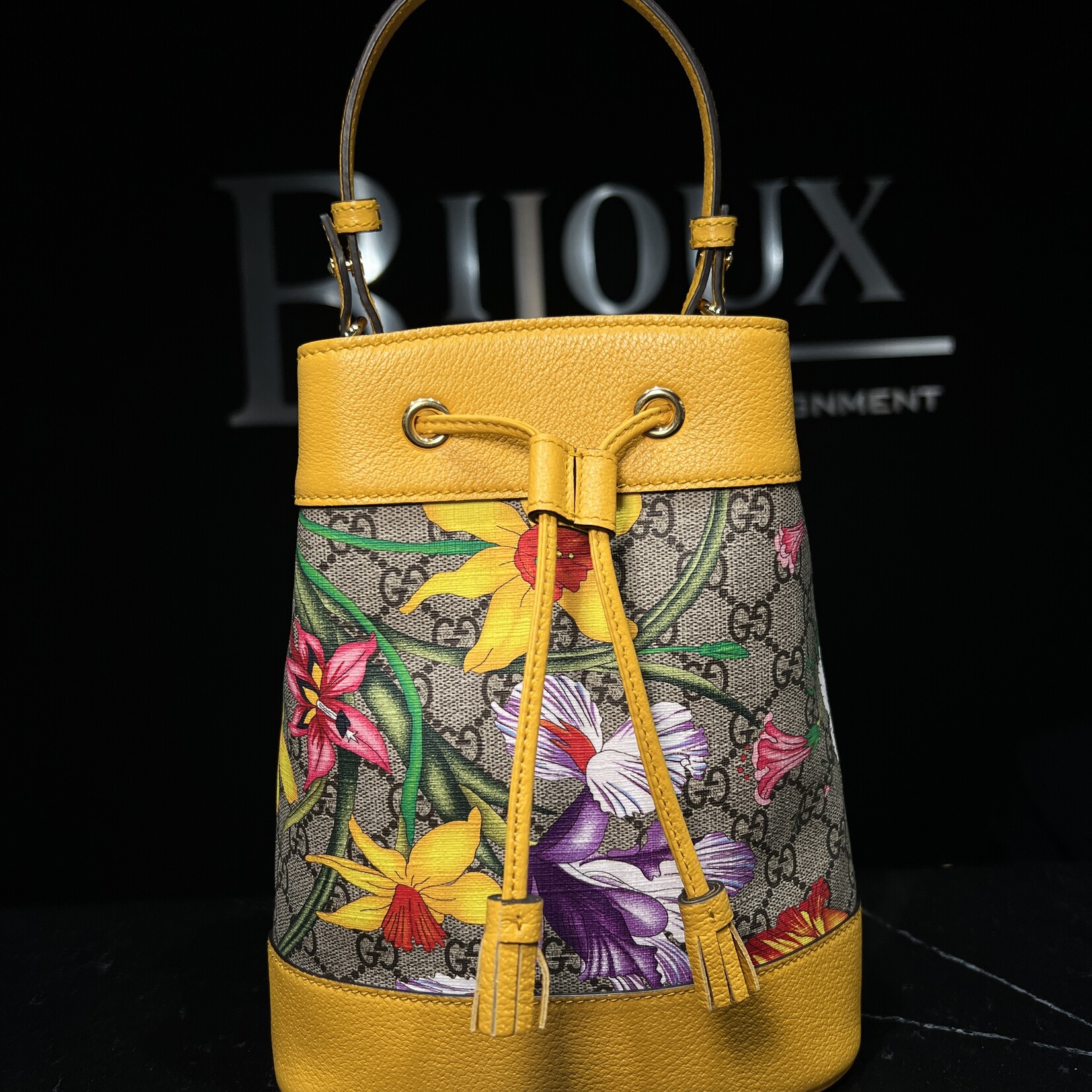 Gucci Gucci Monogram Flora Small Ophidia Bucket Bag