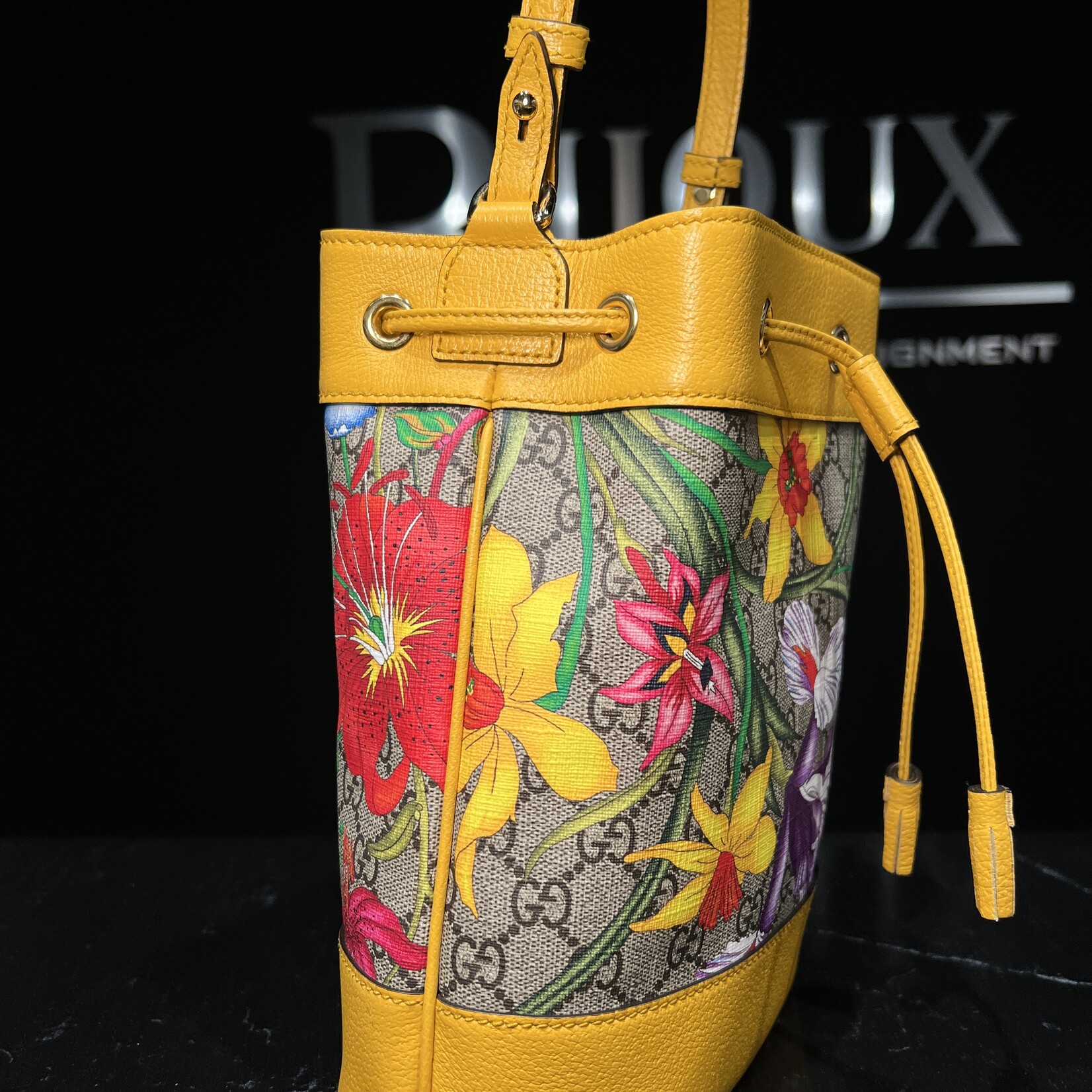 Gucci Gucci Monogram Flora Small Ophidia Bucket Bag