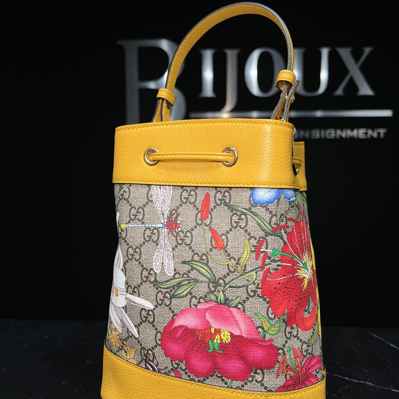 Gucci Gucci Monogram Flora Small Ophidia Bucket Bag