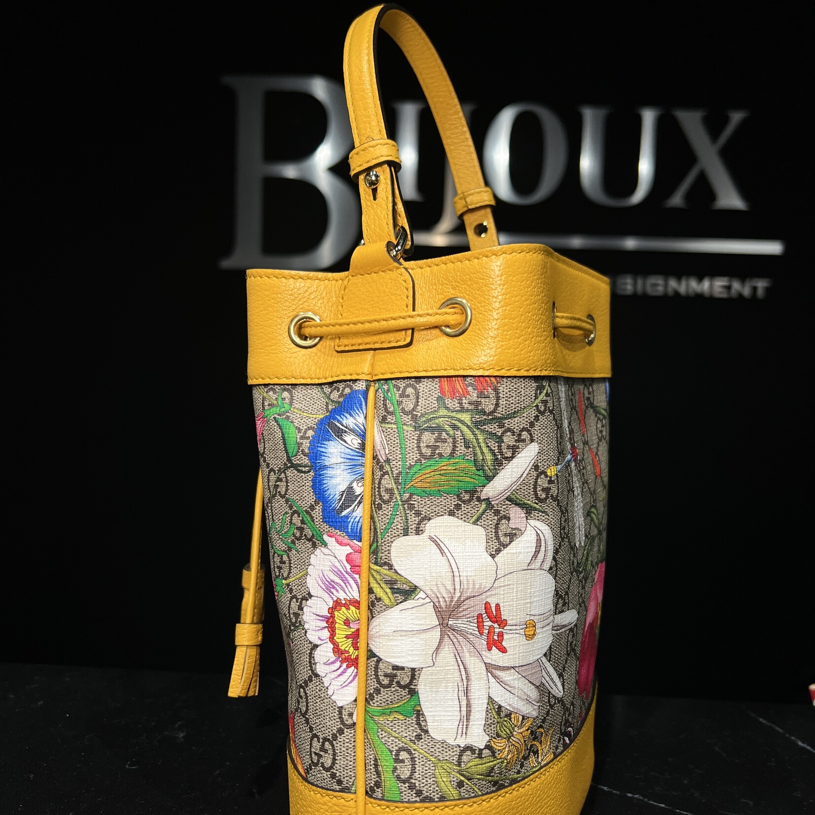 Gucci Gucci Monogram Flora Small Ophidia Bucket Bag